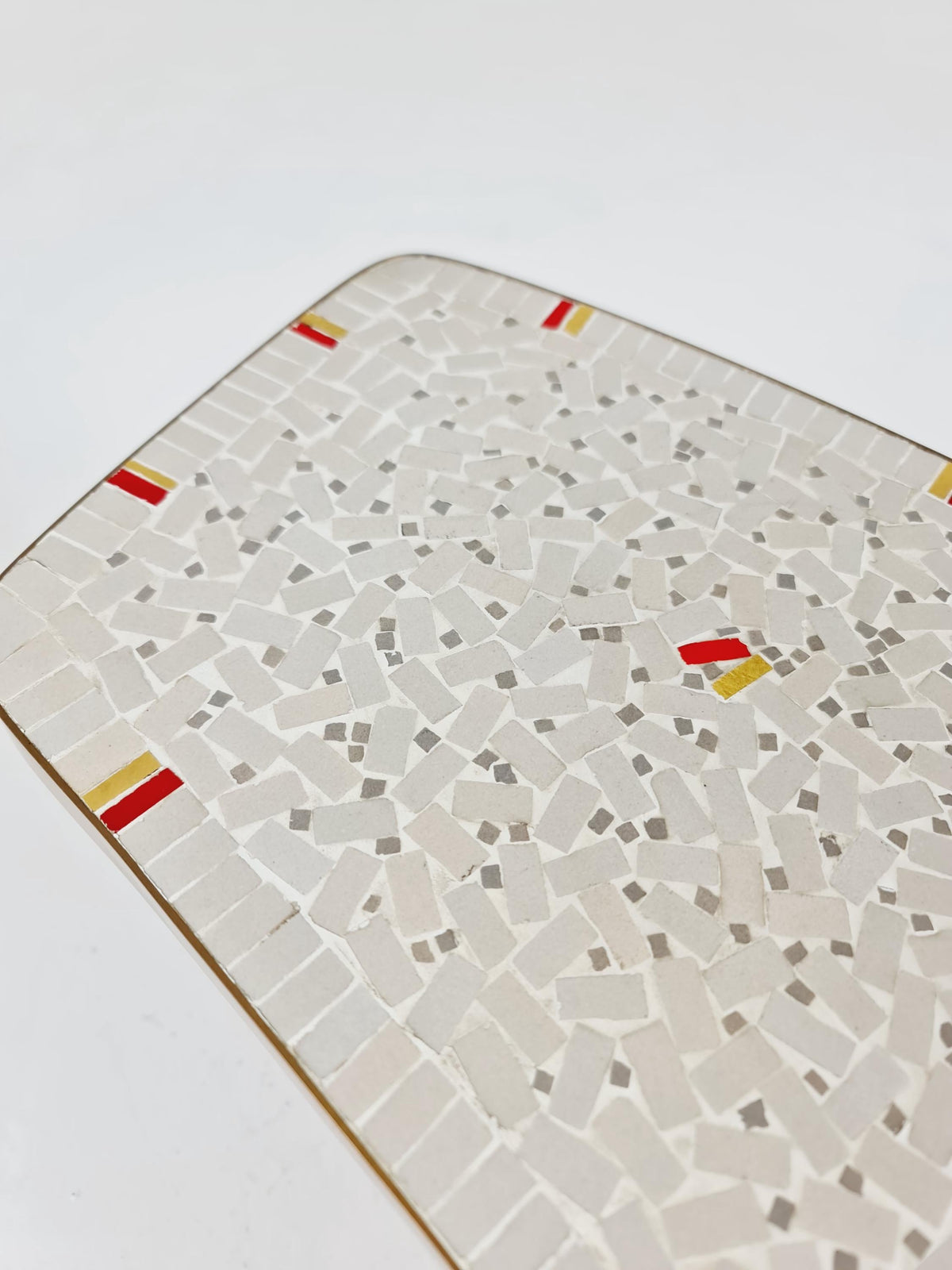 Unique mosaic & solid brass Sidetable by Berthold Muller, 1950s