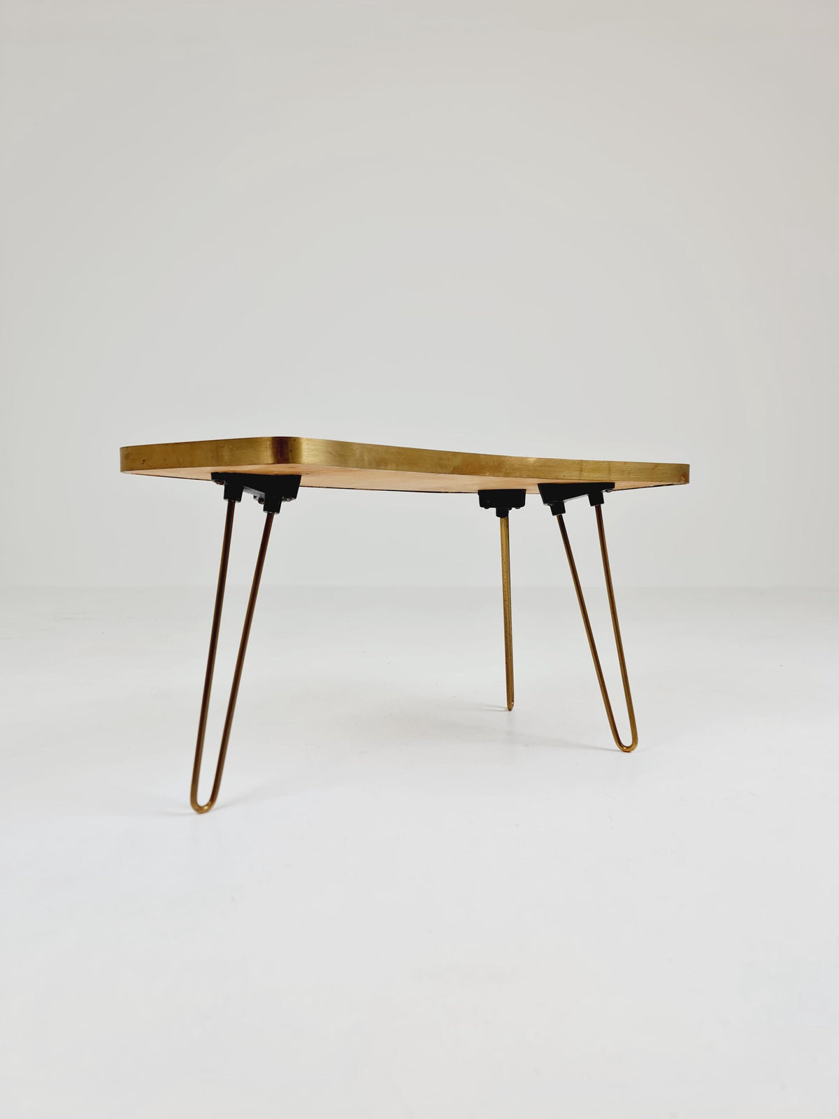 Unique mosaic & solid brass Sidetable by Berthold Muller, 1950s