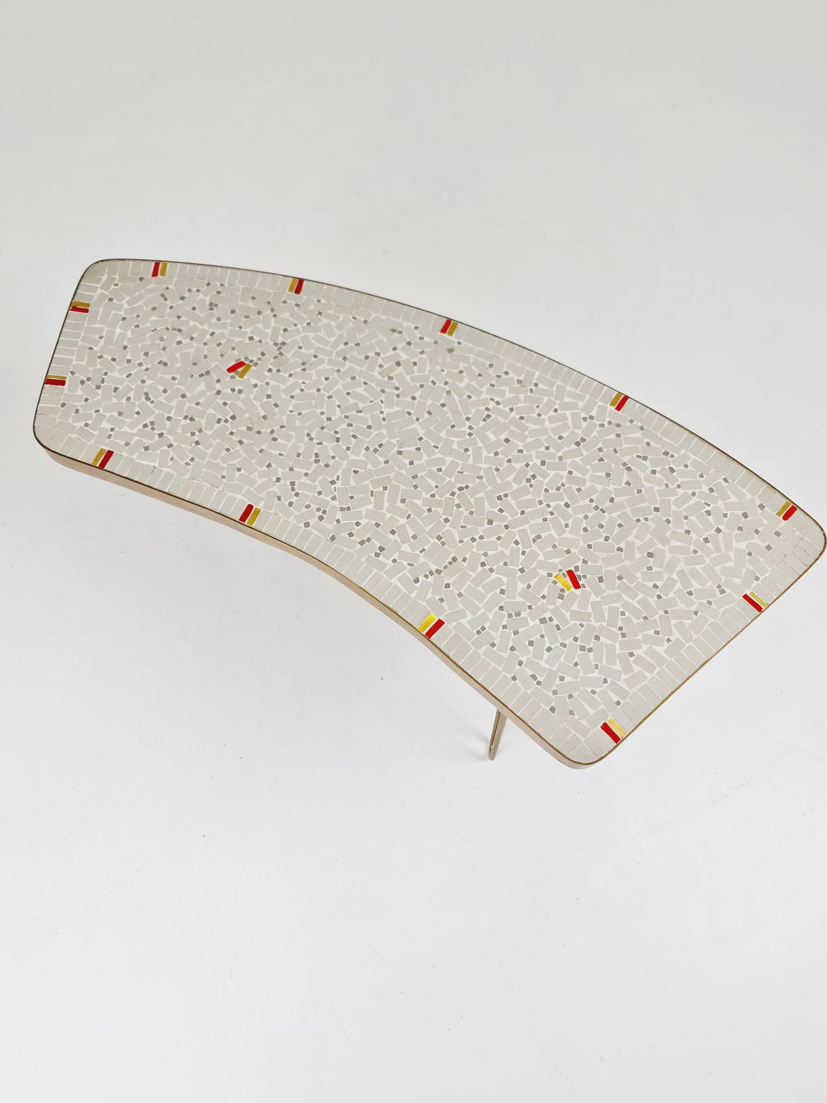 Unique mosaic & solid brass Sidetable by Berthold Muller, 1950s
