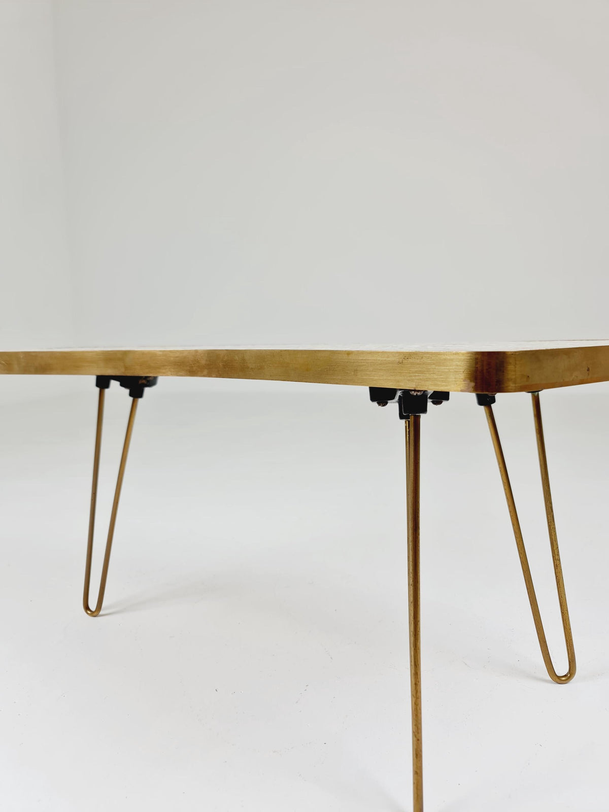 Unique mosaic & solid brass Sidetable by Berthold Muller, 1950s