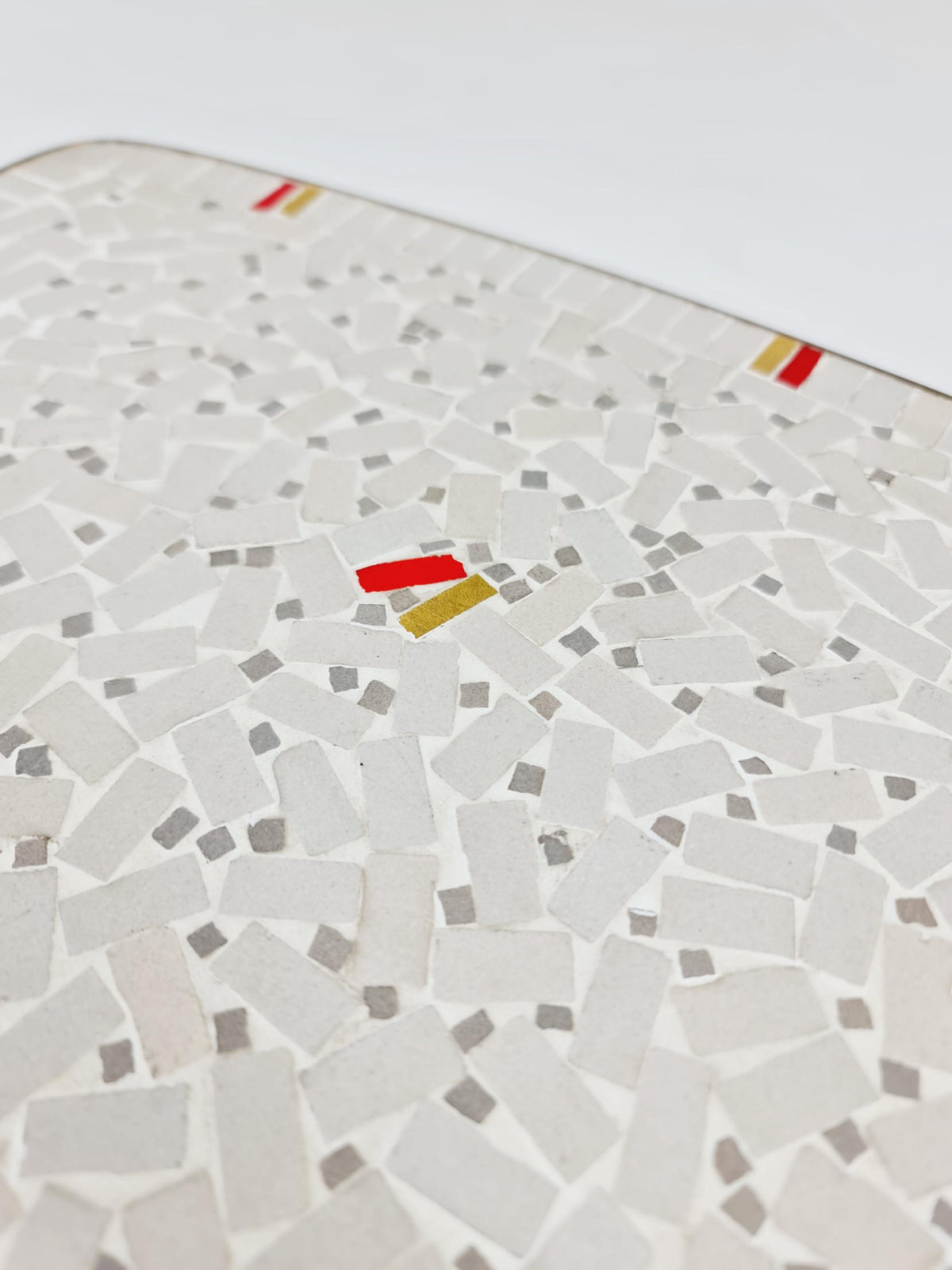 Unique mosaic & solid brass Sidetable by Berthold Muller, 1950s