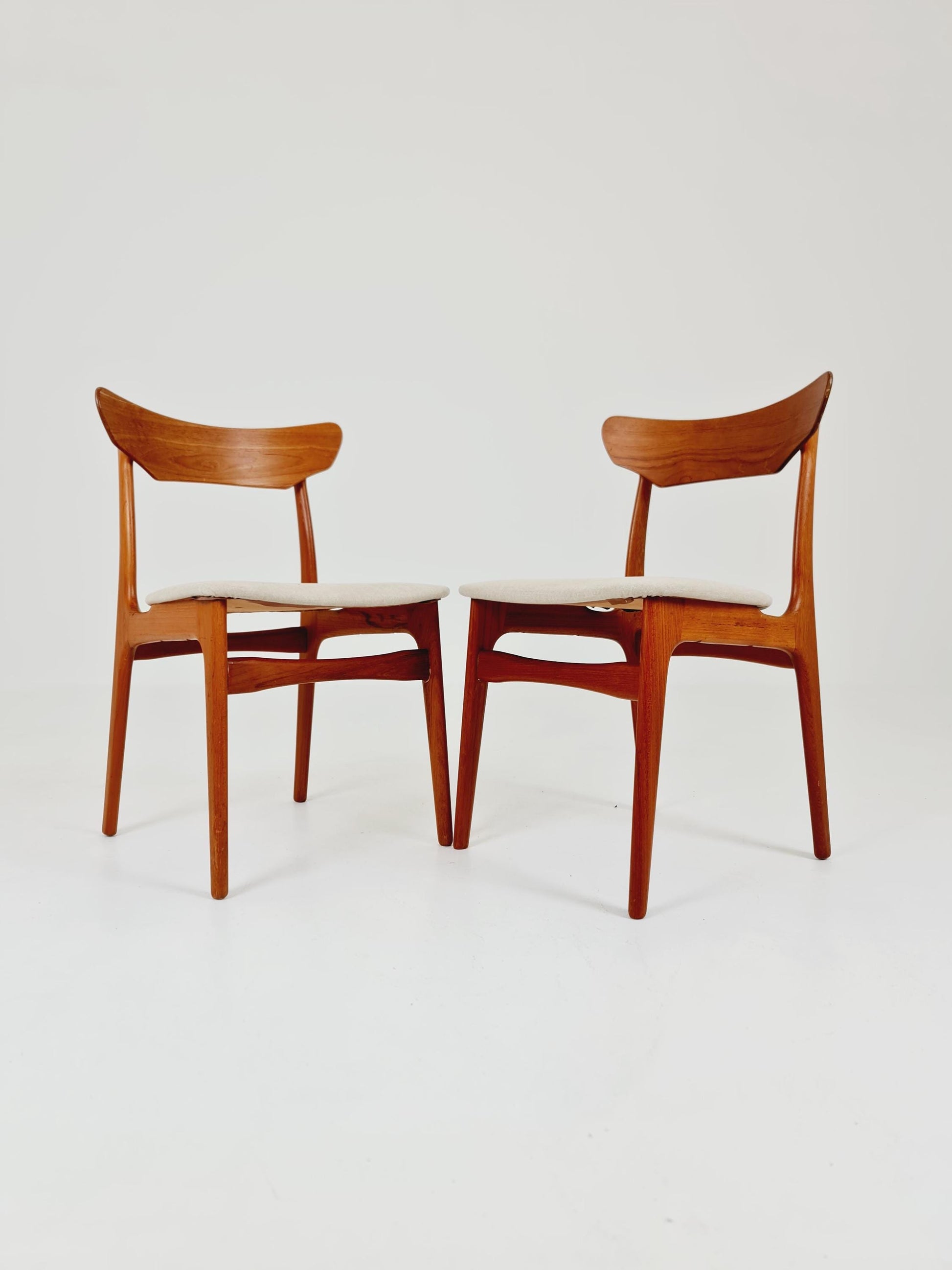 Mid Century Dansih Teak and Leather chair by schiønning & Elgaard ,1960s Set of 2