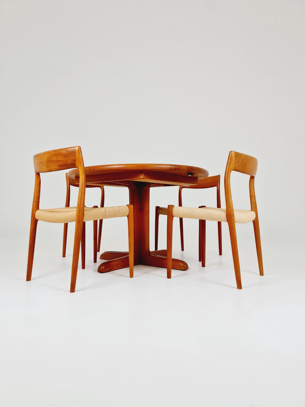Mid Century Danish Teak and danish cord dining chairs by Niels O.Moller,model 77 , set of 4 ,1960s