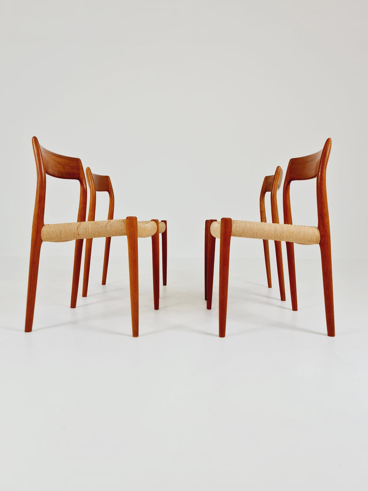 Mid Century Danish Teak and danish cord dining chairs by Niels O.Moller,model 77 , set of 4 ,1960s
