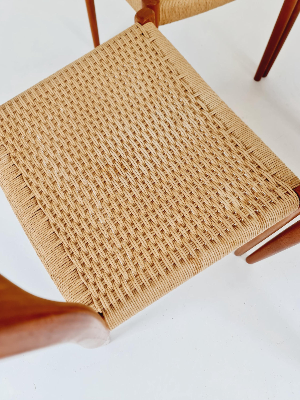 Mid Century Danish Teak and danish cord dining chairs by Niels O.Moller,model 77 , set of 4 ,1960s