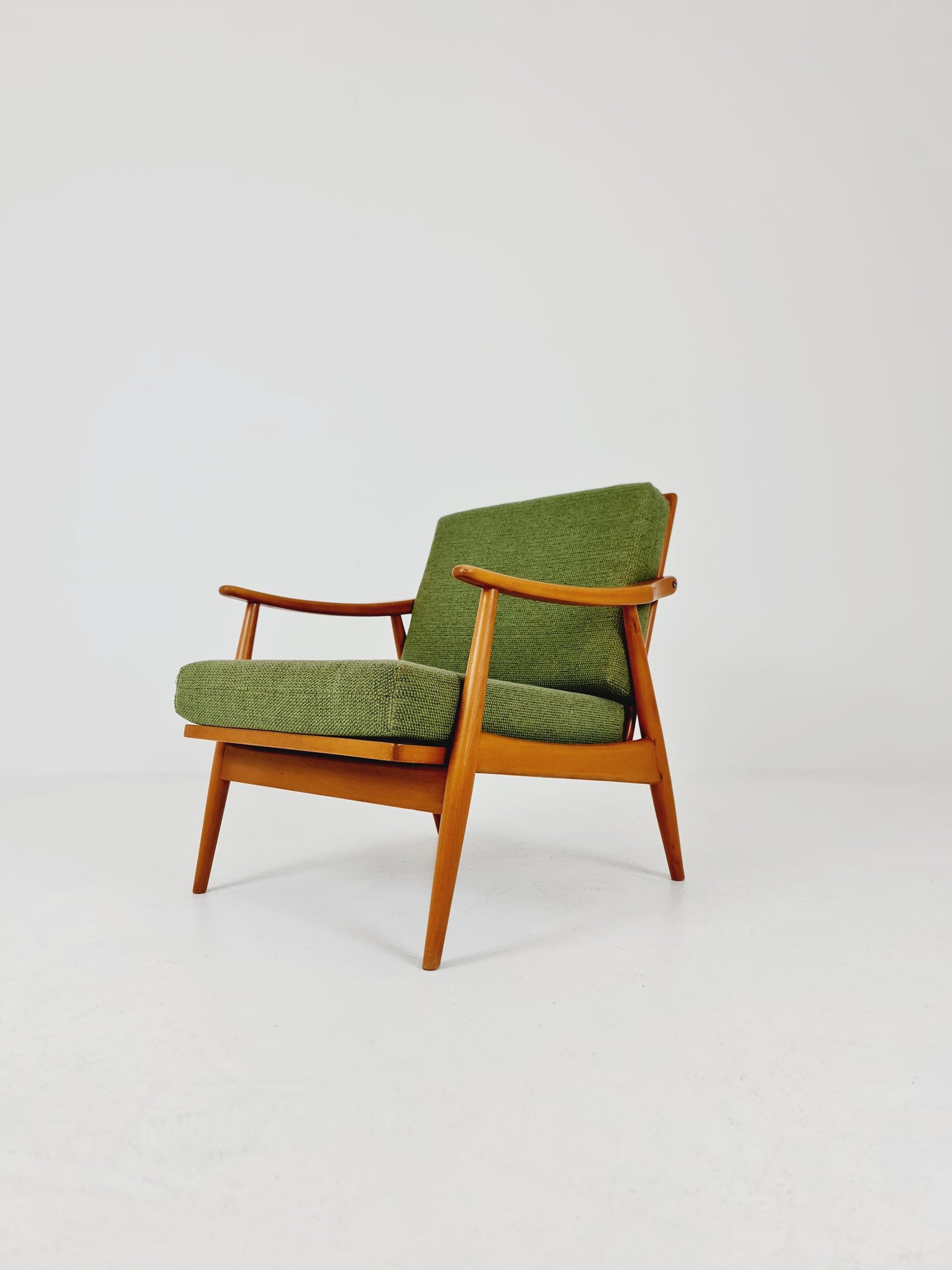 Rare Mid-century vintage Danish beech Lounge chair, 1960s
