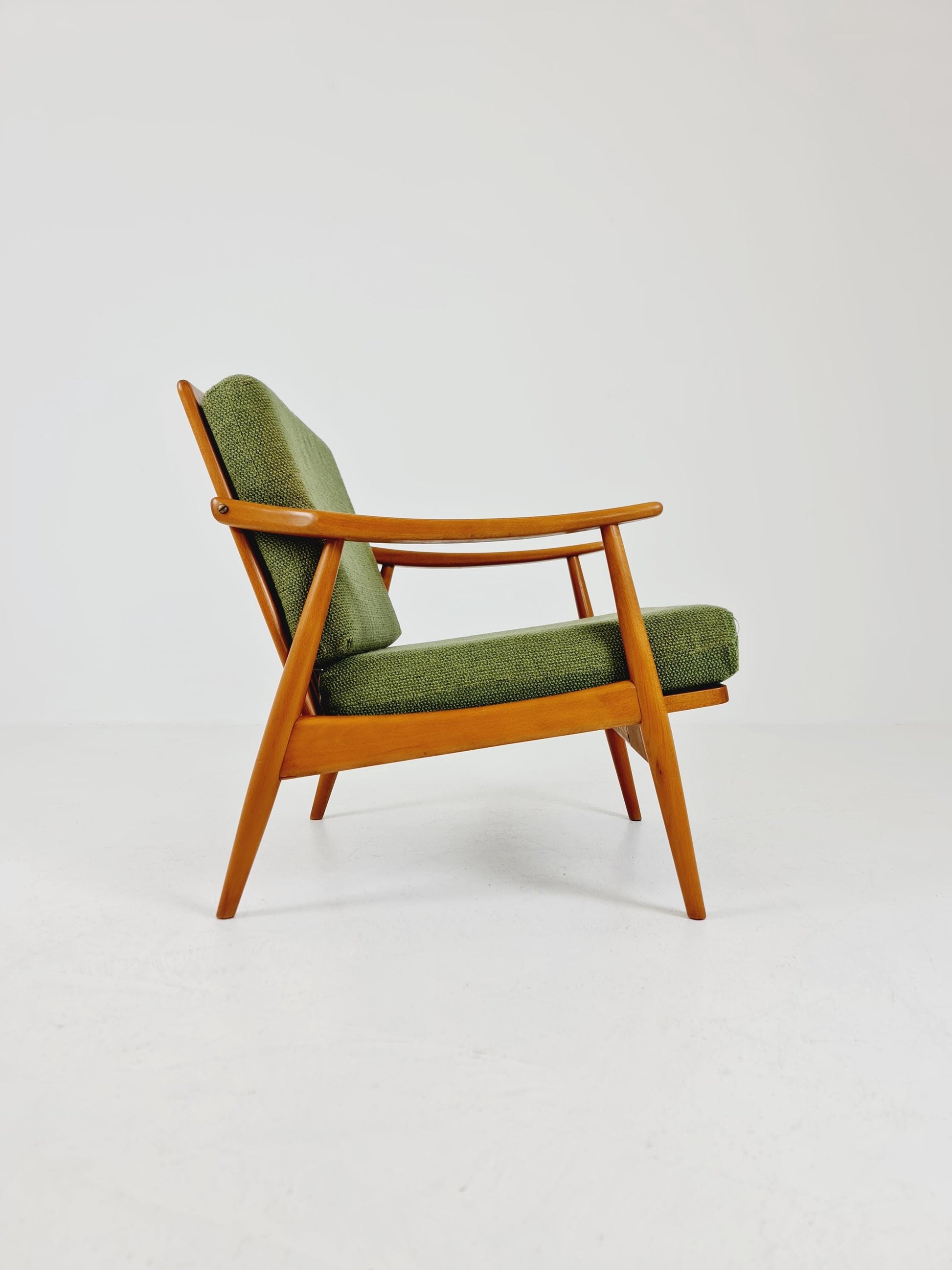 Rare Mid-century vintage Danish beech Lounge chair, 1960s