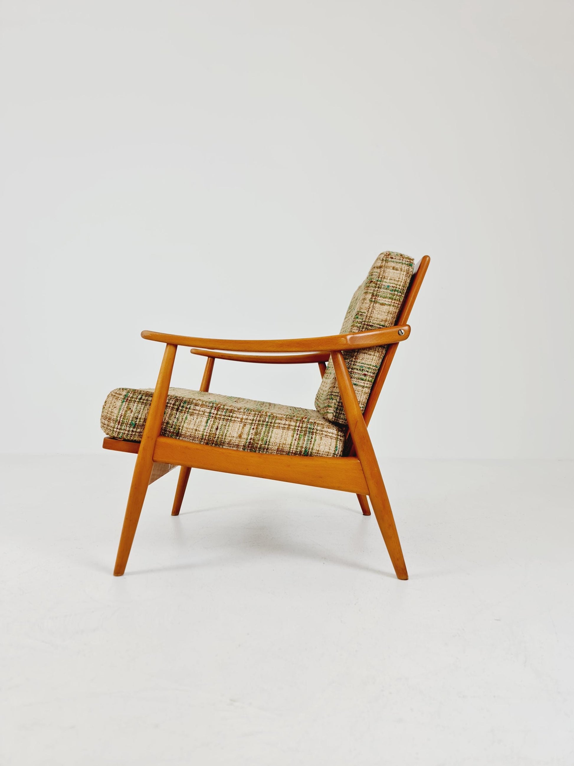 Rare Mid-century vintage Danish beech Lounge chair, 1960s