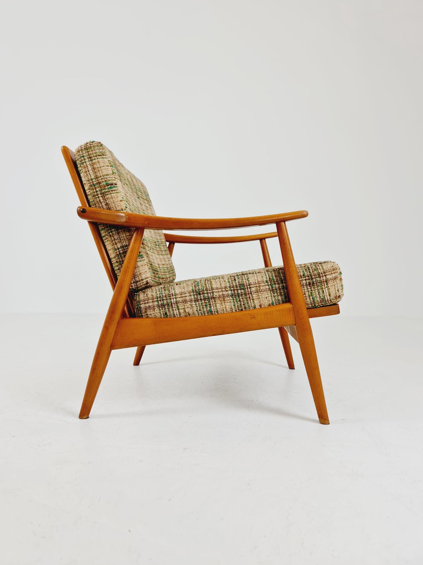 Rare Mid-century vintage Danish beech Lounge chair, 1960s