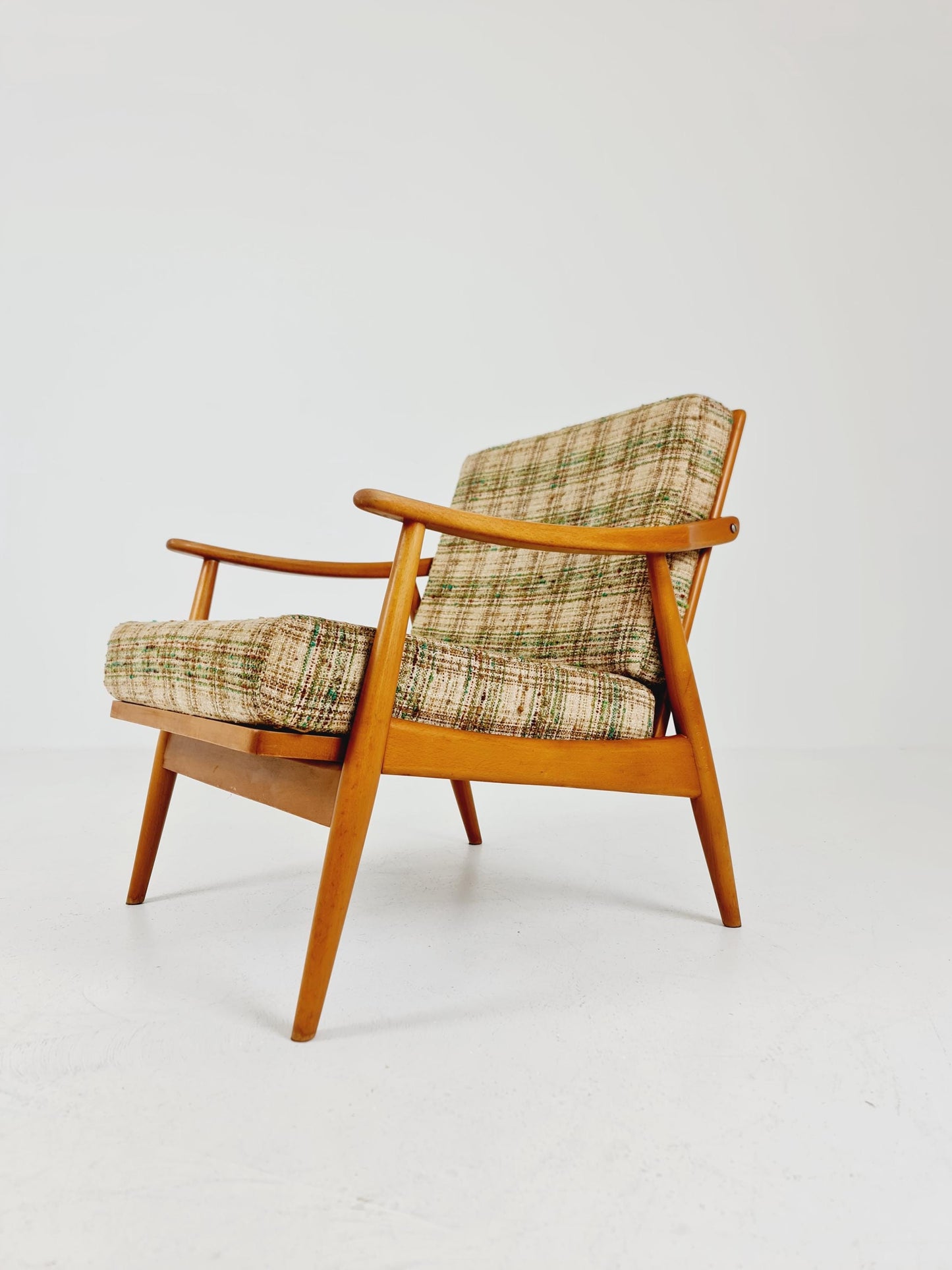 Rare Mid-century vintage Danish beech Lounge chair, 1960s