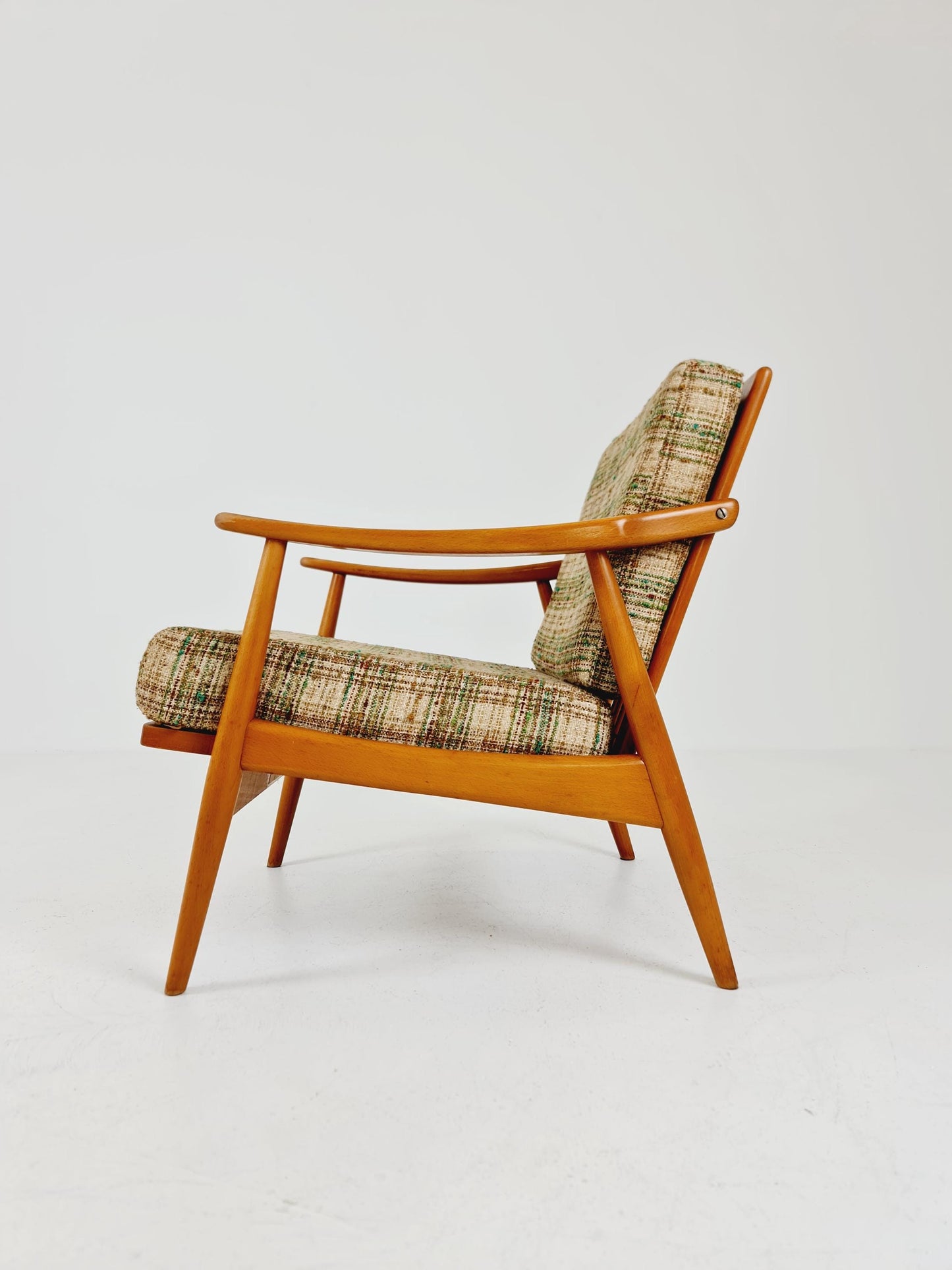 Rare Mid-century vintage Danish beech Lounge chair, 1960s