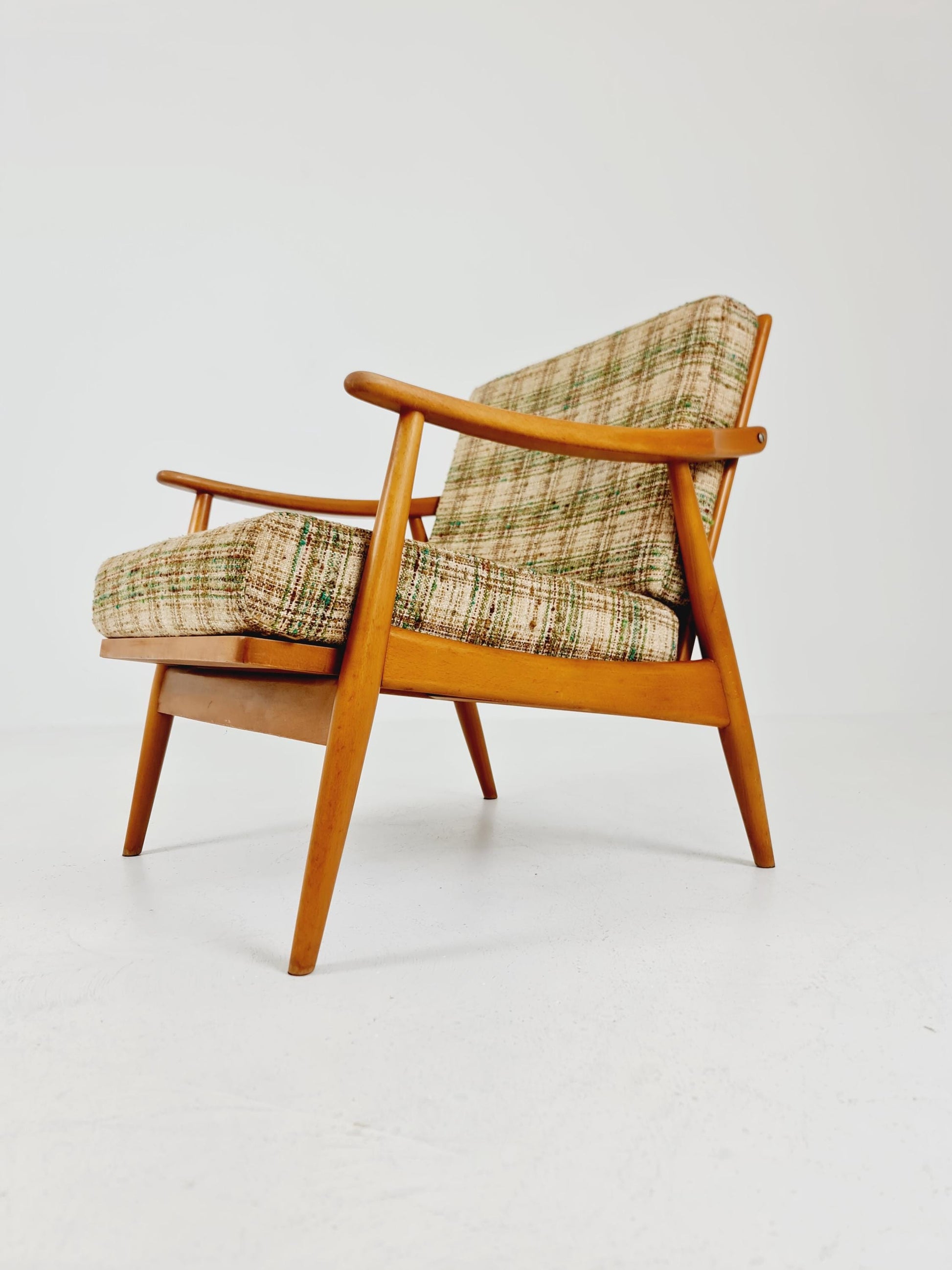 Rare Mid-century vintage Danish beech Lounge chair, 1960s