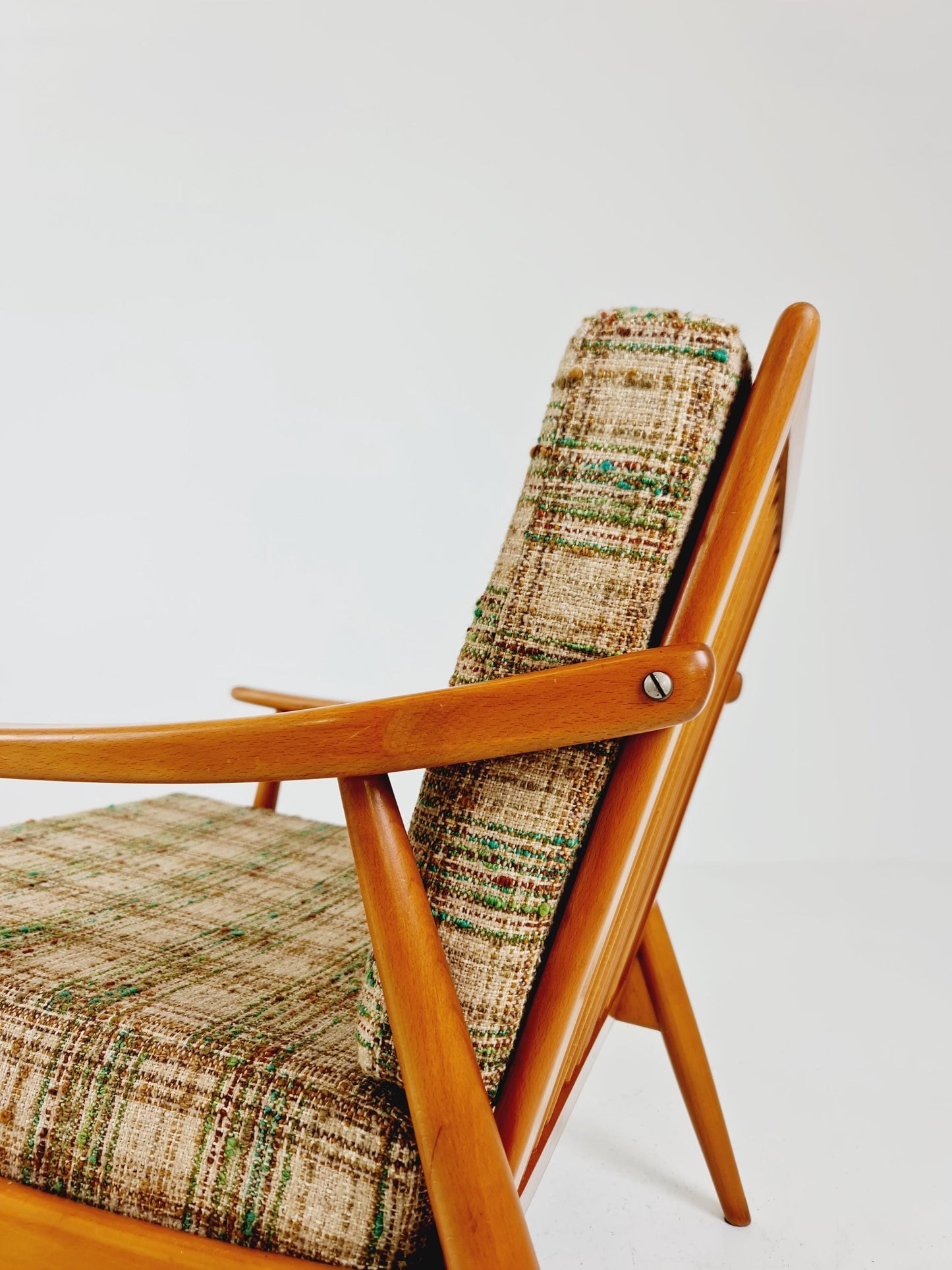 Rare Mid-century vintage Danish beech Lounge chair, 1960s