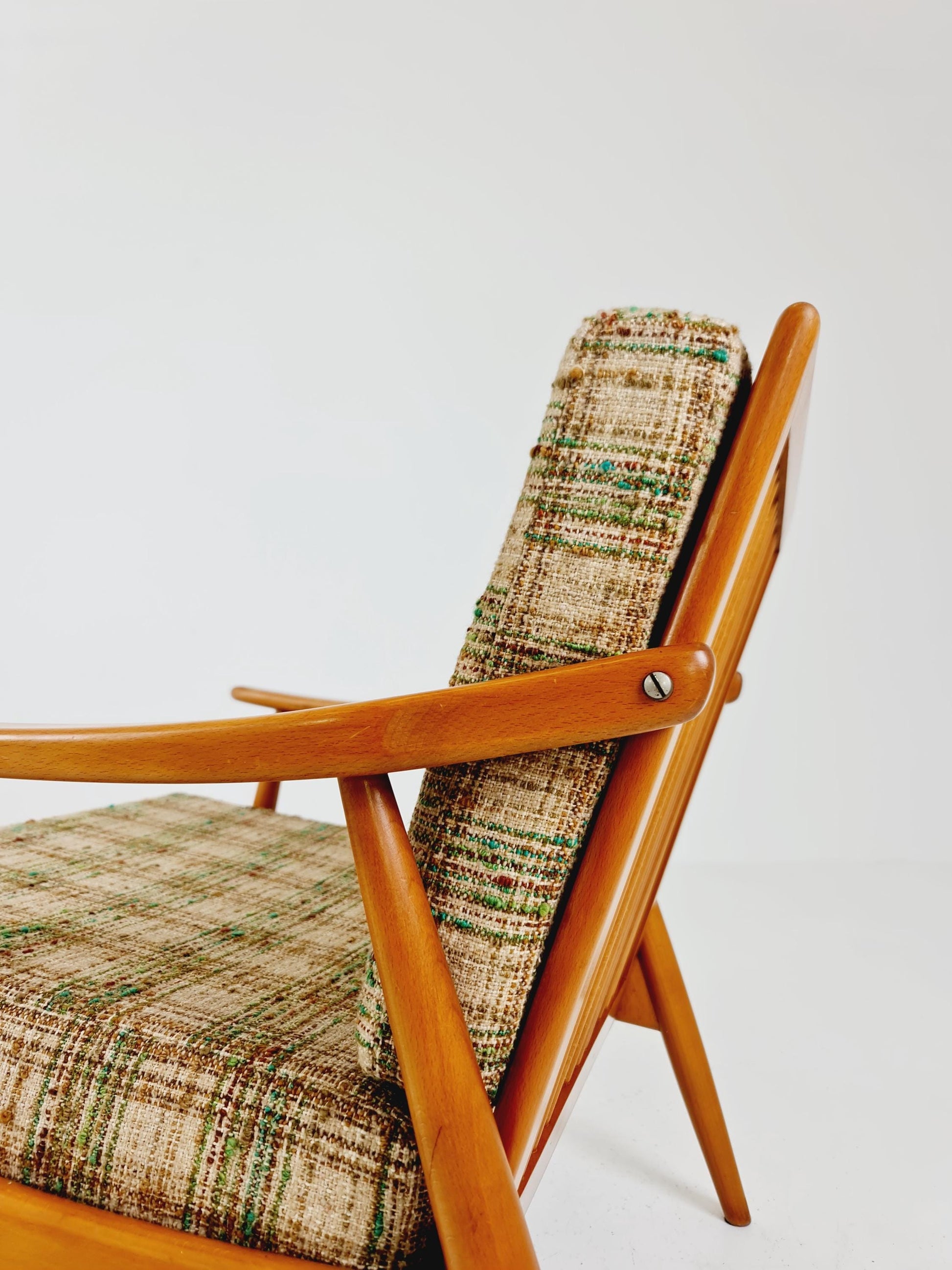 Rare Mid-century vintage Danish beech Lounge chair, 1960s
