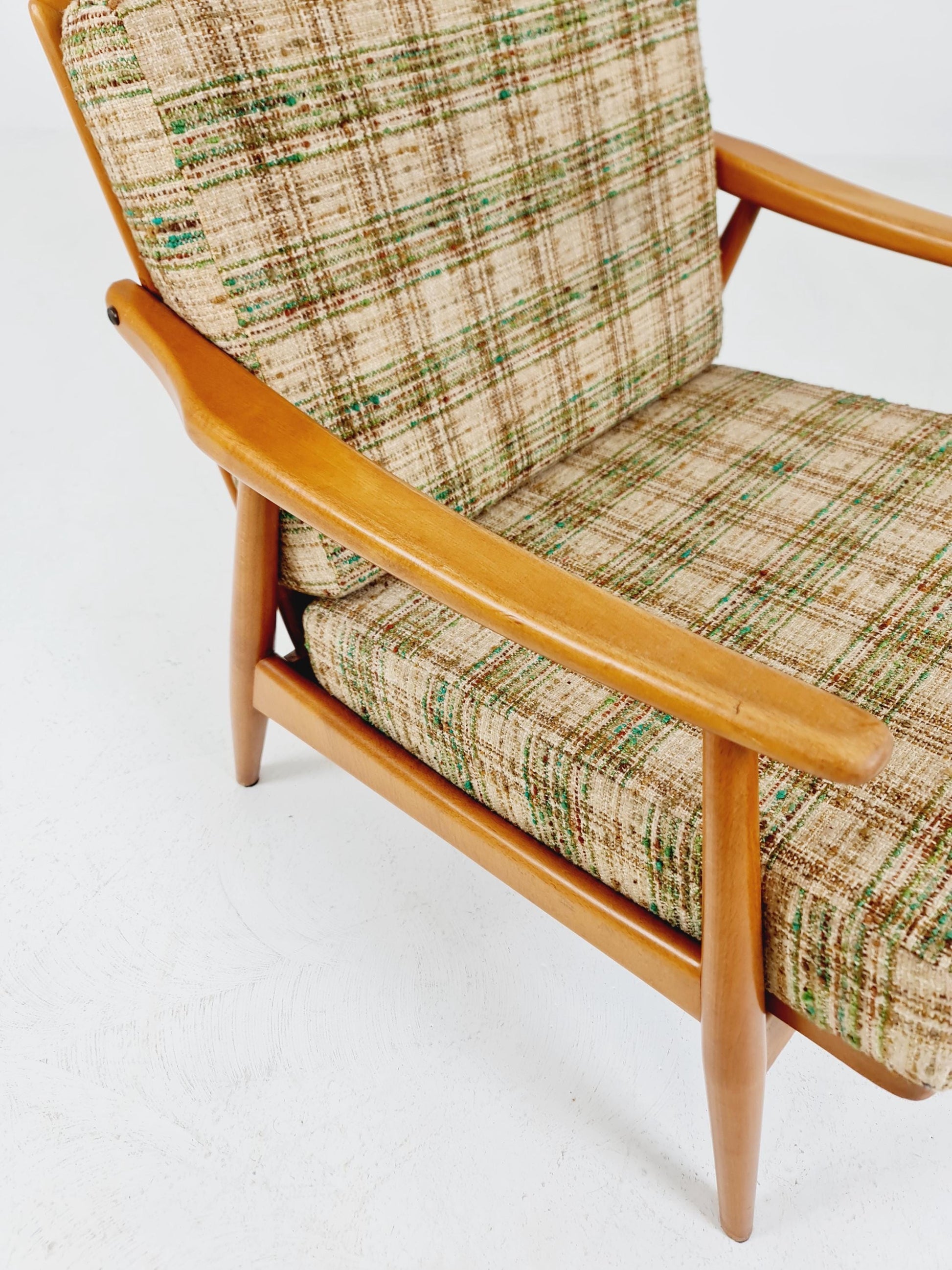 Rare Mid-century vintage Danish beech Lounge chair, 1960s
