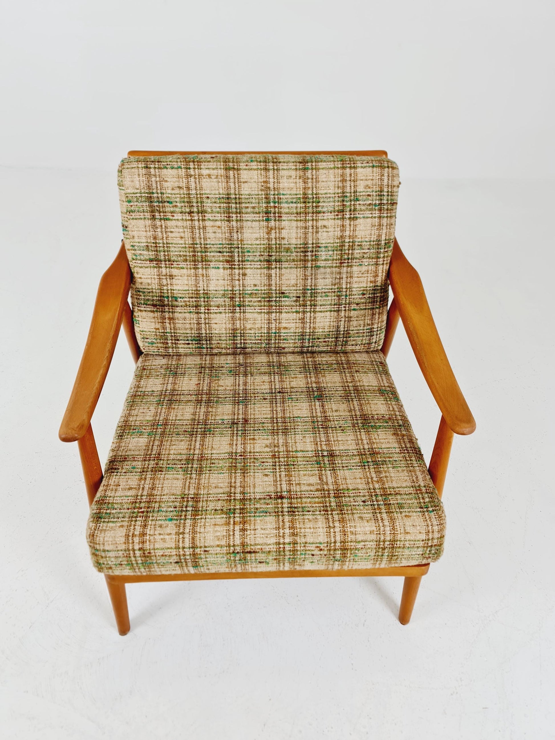 Rare Mid-century vintage Danish beech Lounge chair, 1960s
