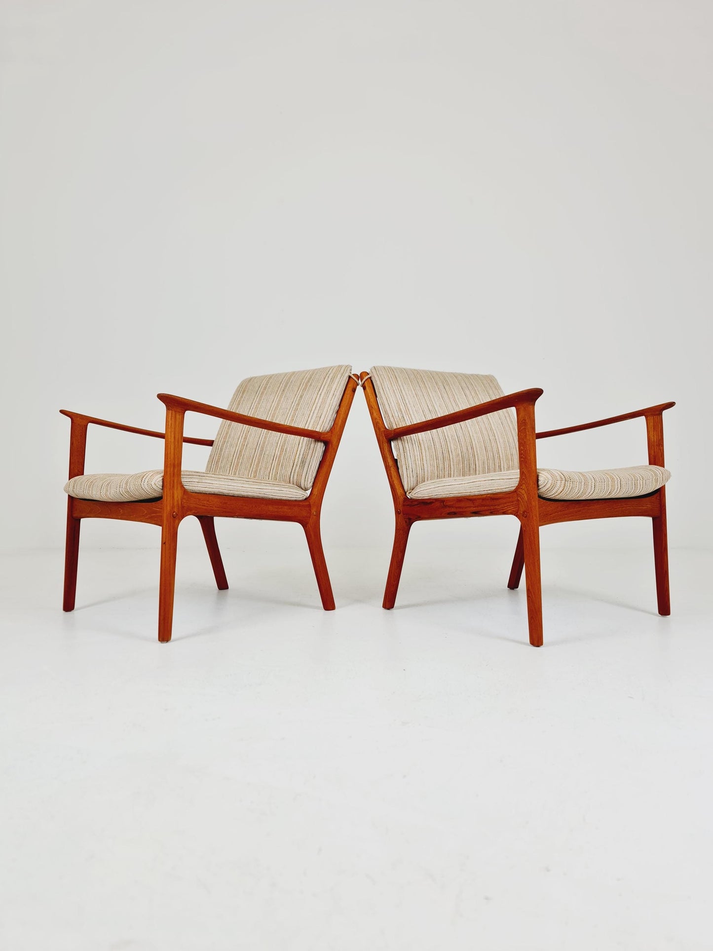 Mid-century Rare Danish teak lounge chair/ Easy chair by Ole Wanscher for Poul Jeppesens , 1960s Set of 2