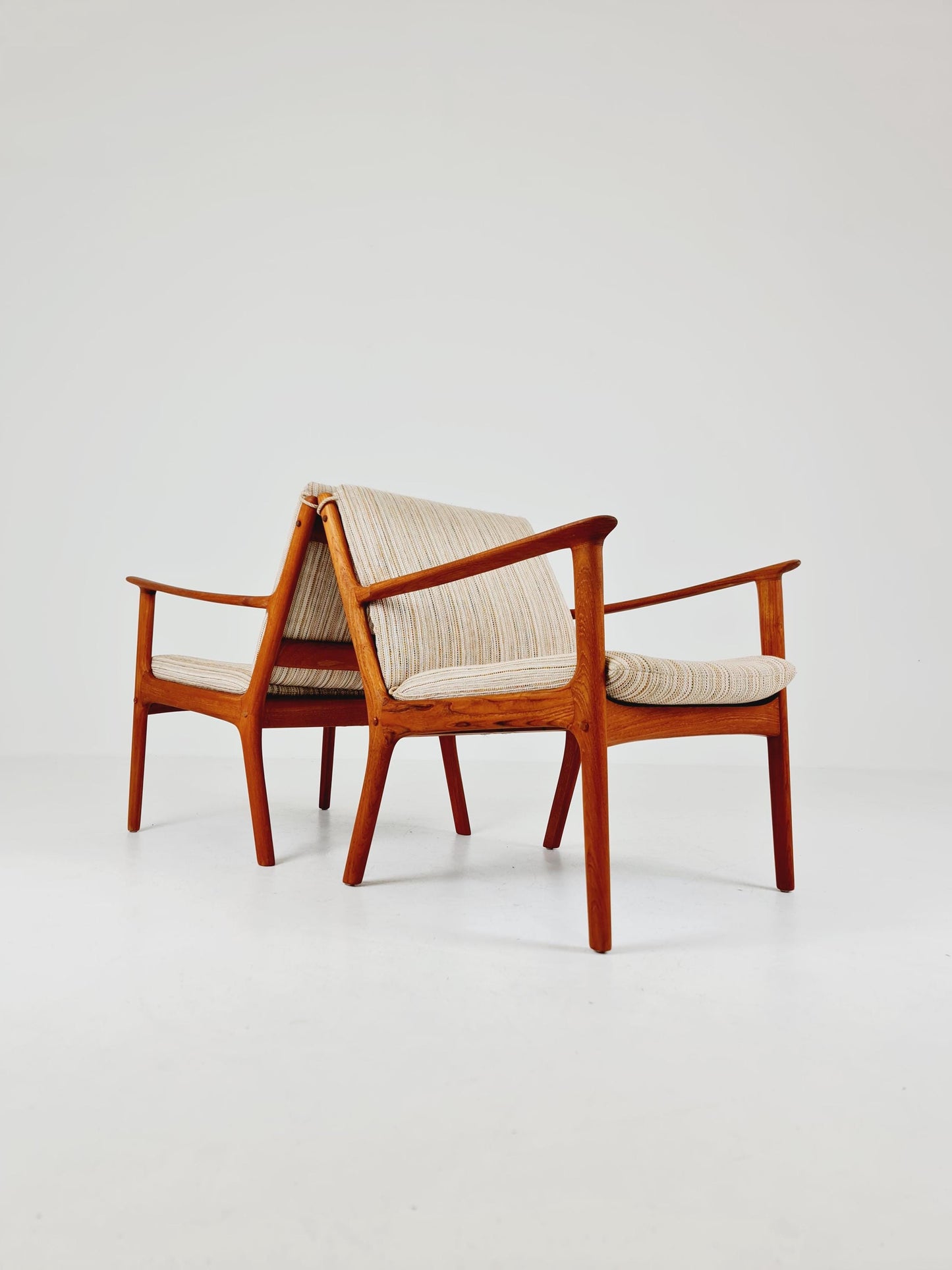 Mid-century Rare Danish teak lounge chair/ Easy chair by Ole Wanscher for Poul Jeppesens , 1960s Set of 2