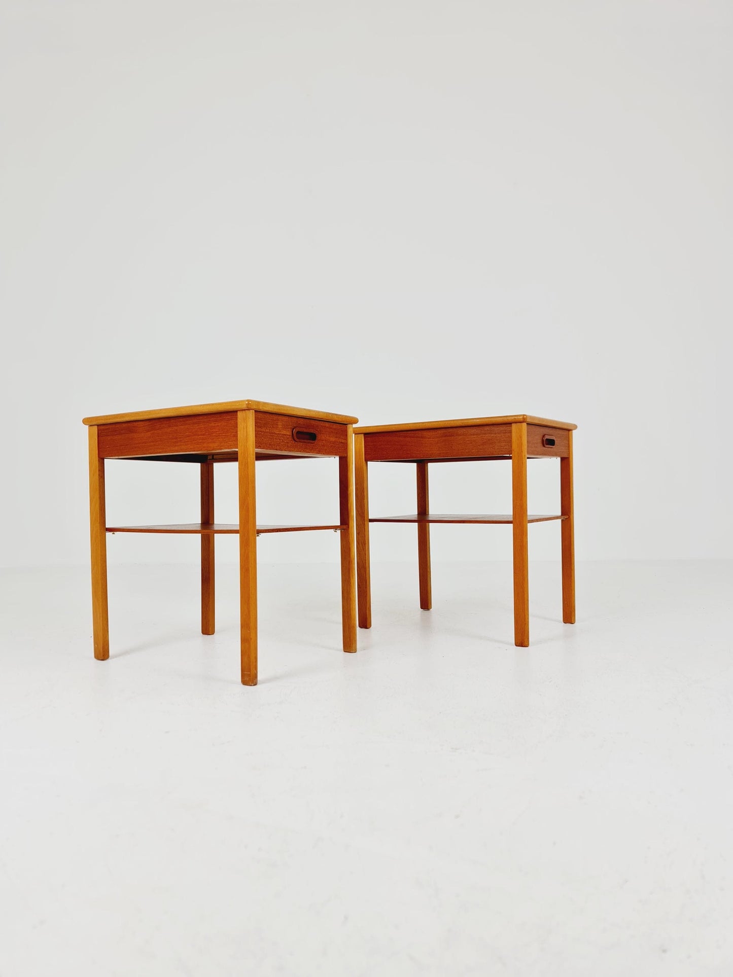 Mid century Danish teak & Oak bedside tables/ nightstands , 1960s, set of 2