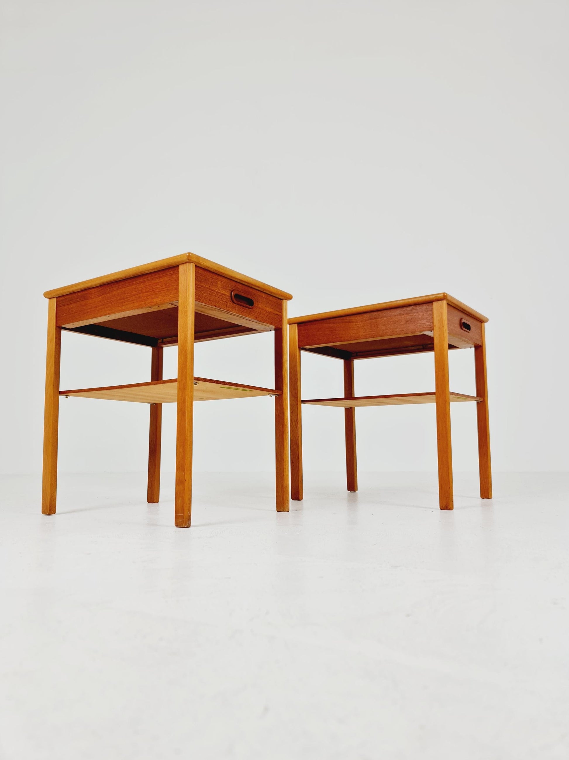 Mid century Danish teak & Oak bedside tables/ nightstands , 1960s, set of 2