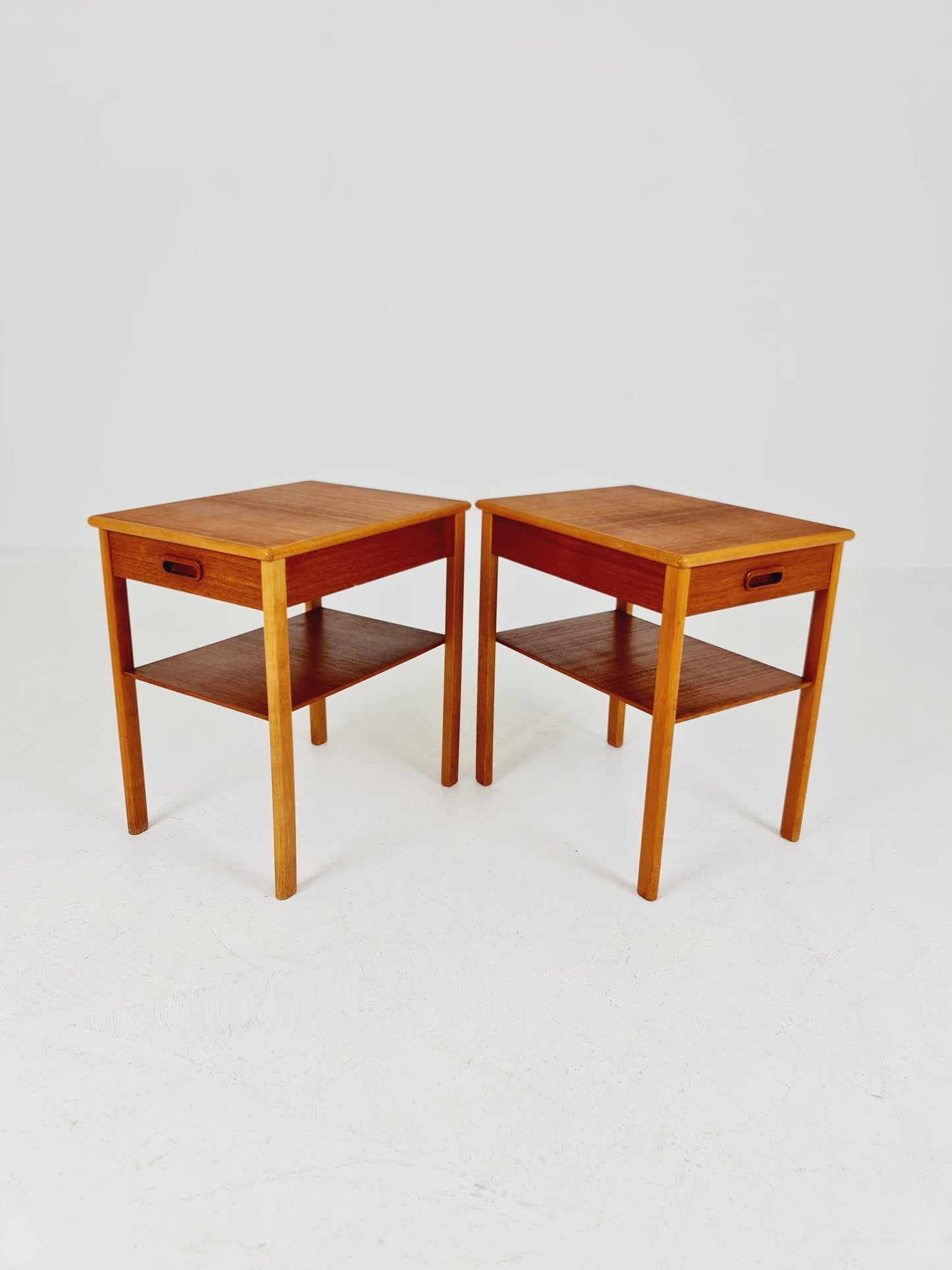Mid century Danish teak & Oak bedside tables/ nightstands , 1960s, set of 2