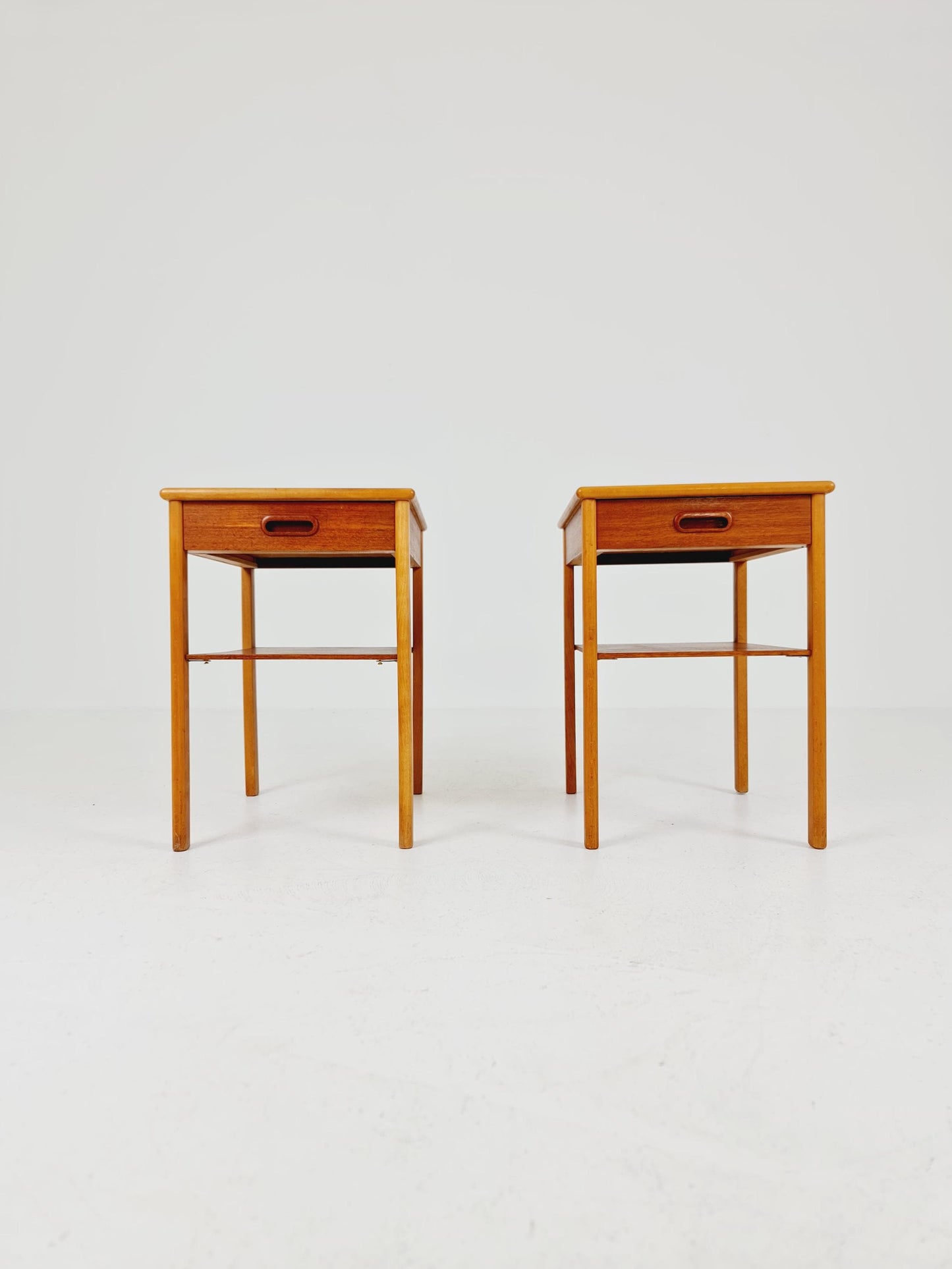 Mid century Danish teak & Oak bedside tables/ nightstands , 1960s, set of 2