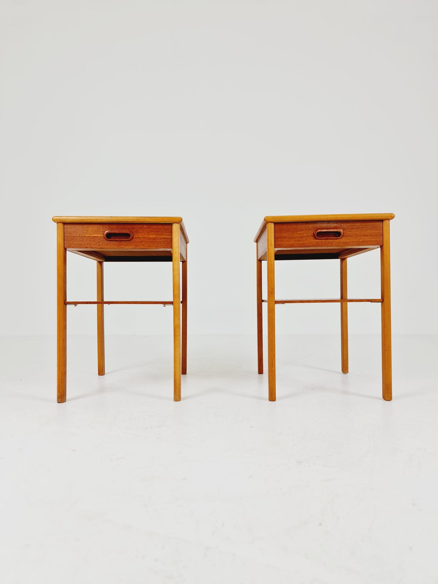 Mid century Danish teak & Oak bedside tables/ nightstands , 1960s, set of 2