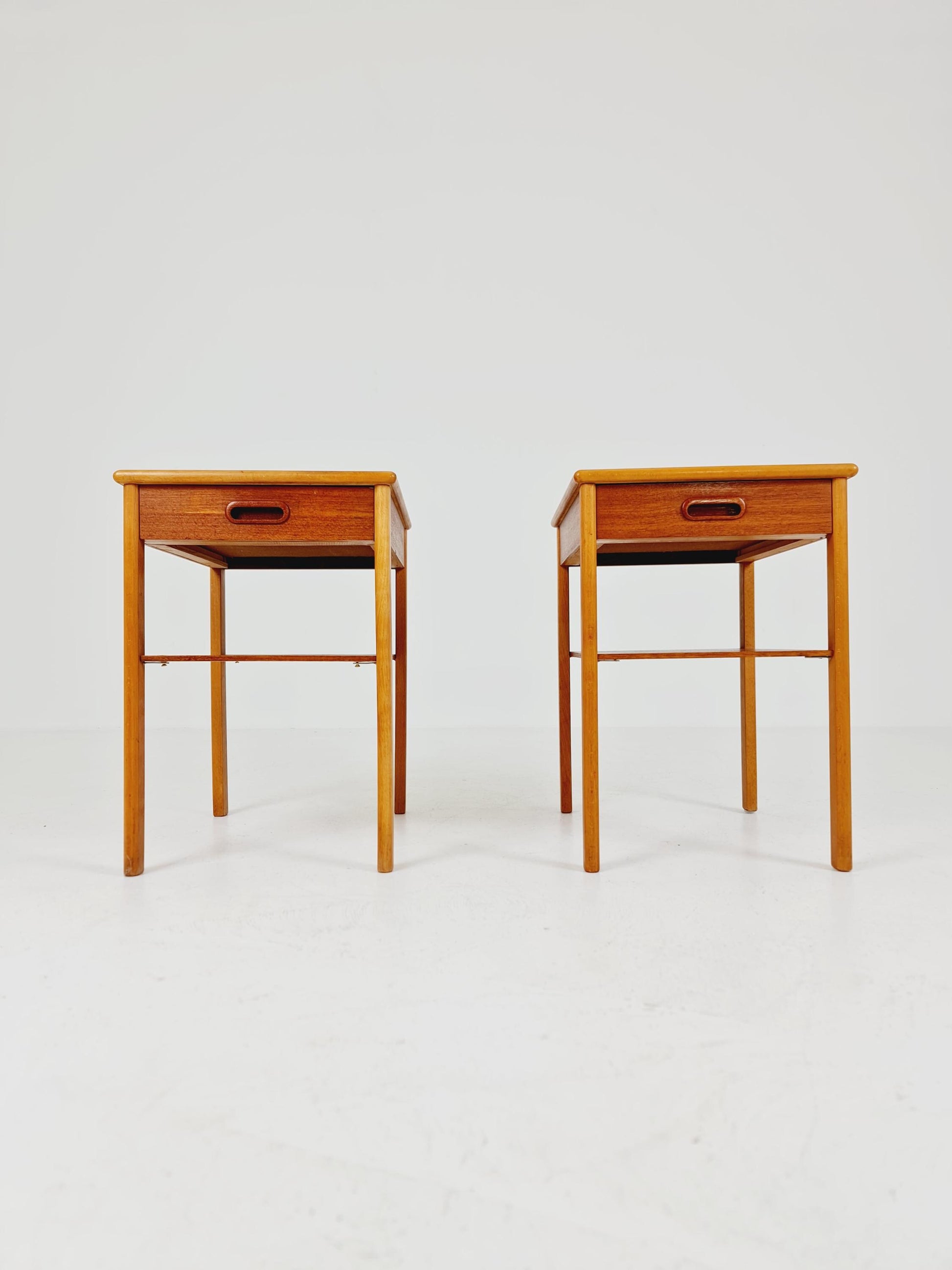 Mid century Danish teak & Oak bedside tables/ nightstands , 1960s, set of 2
