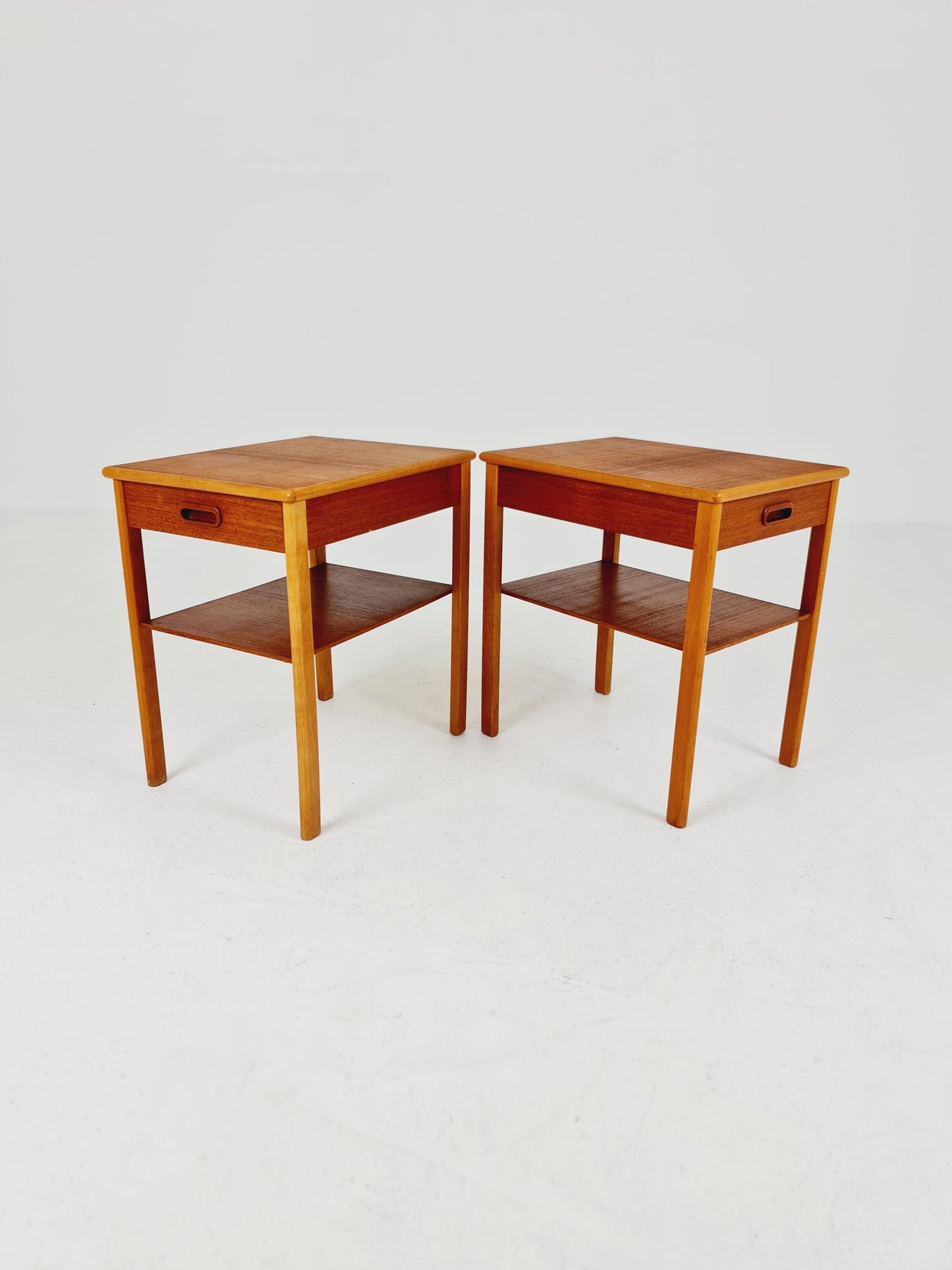 Mid century Danish teak & Oak bedside tables/ nightstands , 1960s, set of 2
