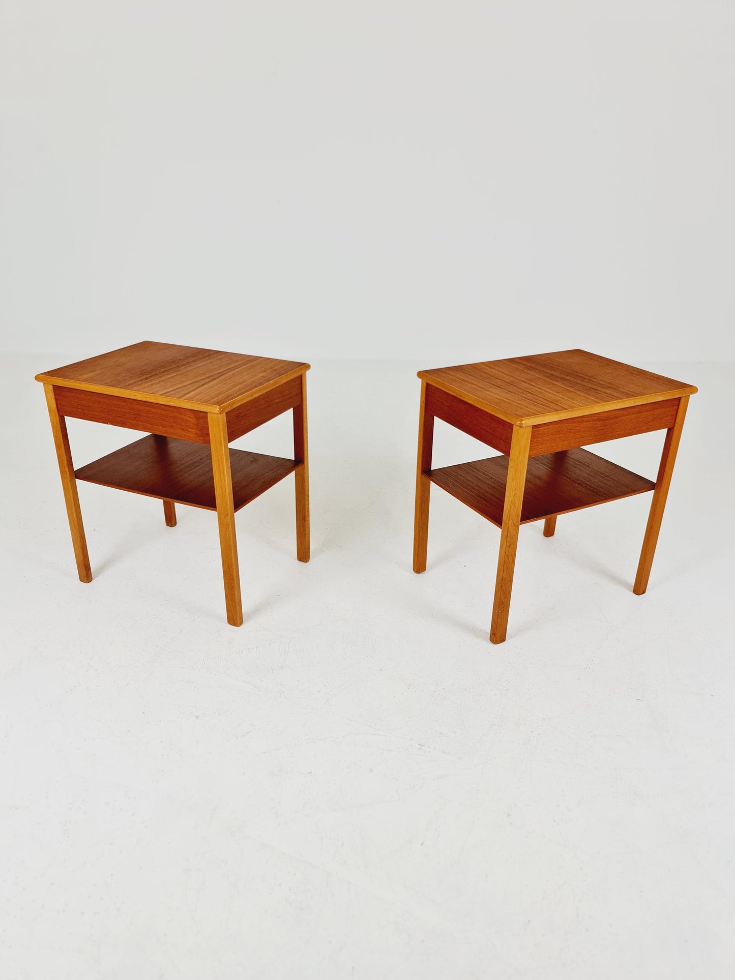 Mid century Danish teak & Oak bedside tables/ nightstands , 1960s, set of 2