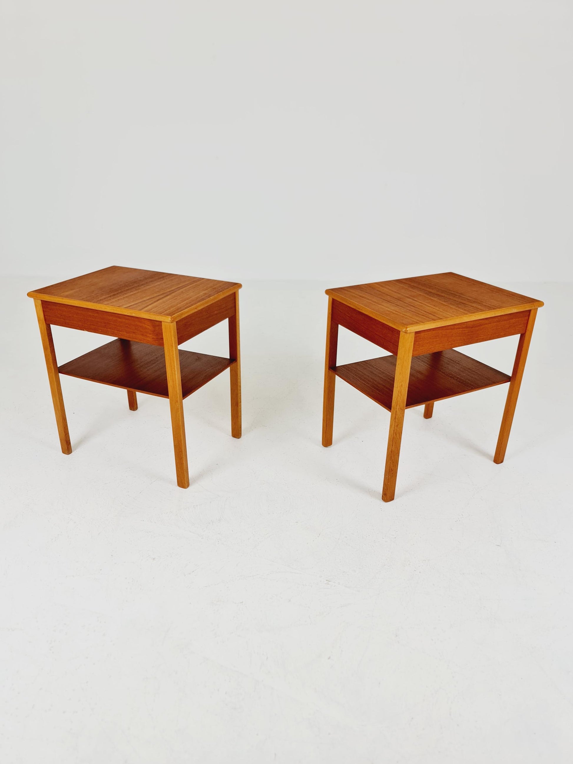 Mid century Danish teak & Oak bedside tables/ nightstands , 1960s, set of 2