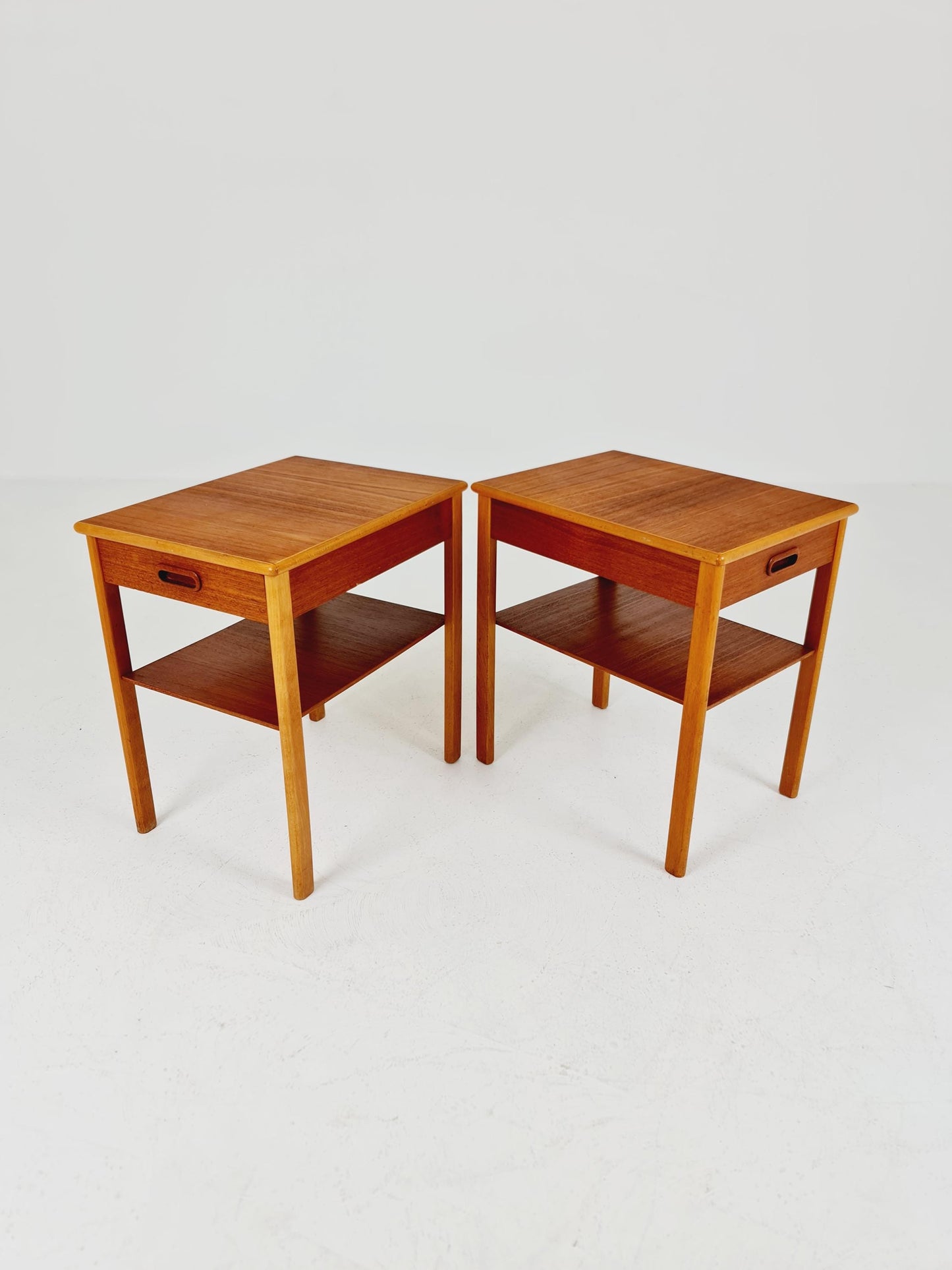 Mid century Danish teak & Oak bedside tables/ nightstands , 1960s, set of 2
