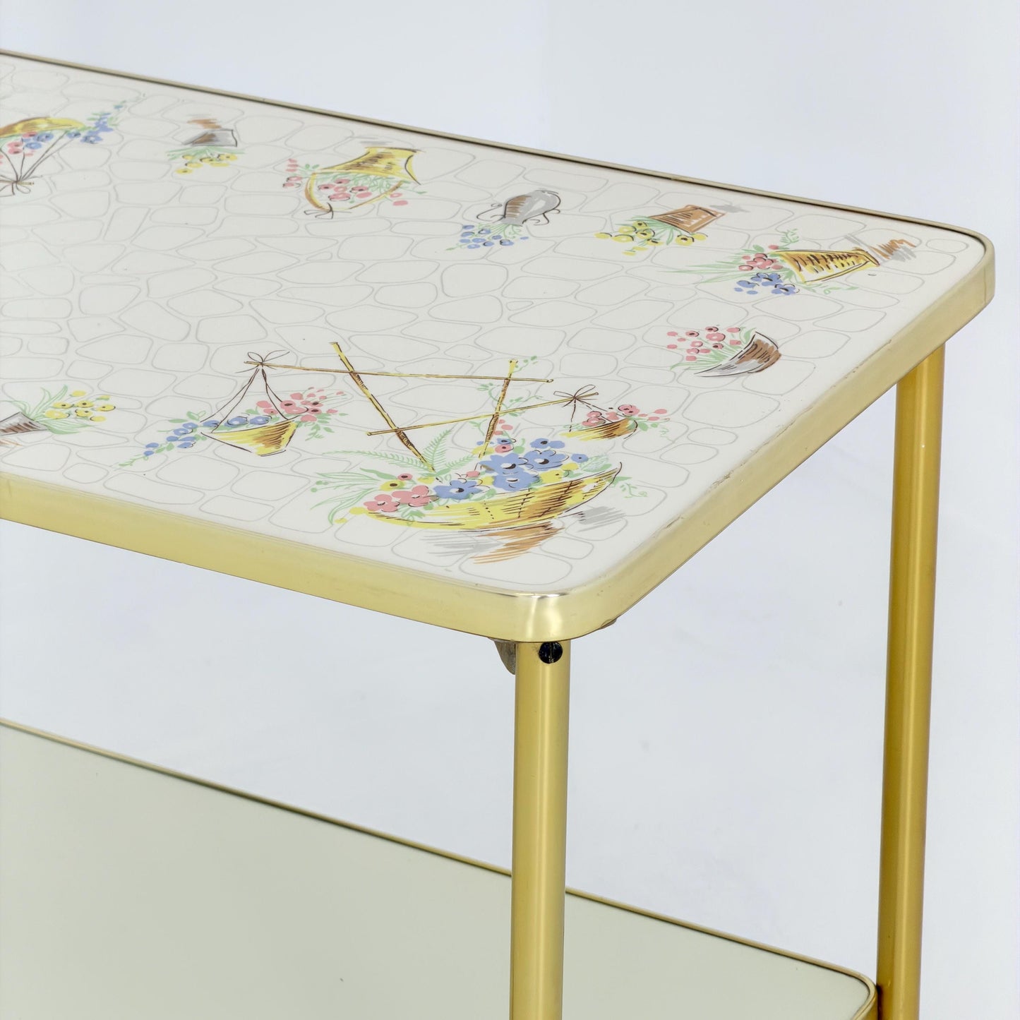 Mid Century Barss Opal Möbel Ceramic Bar Trolley 1960s