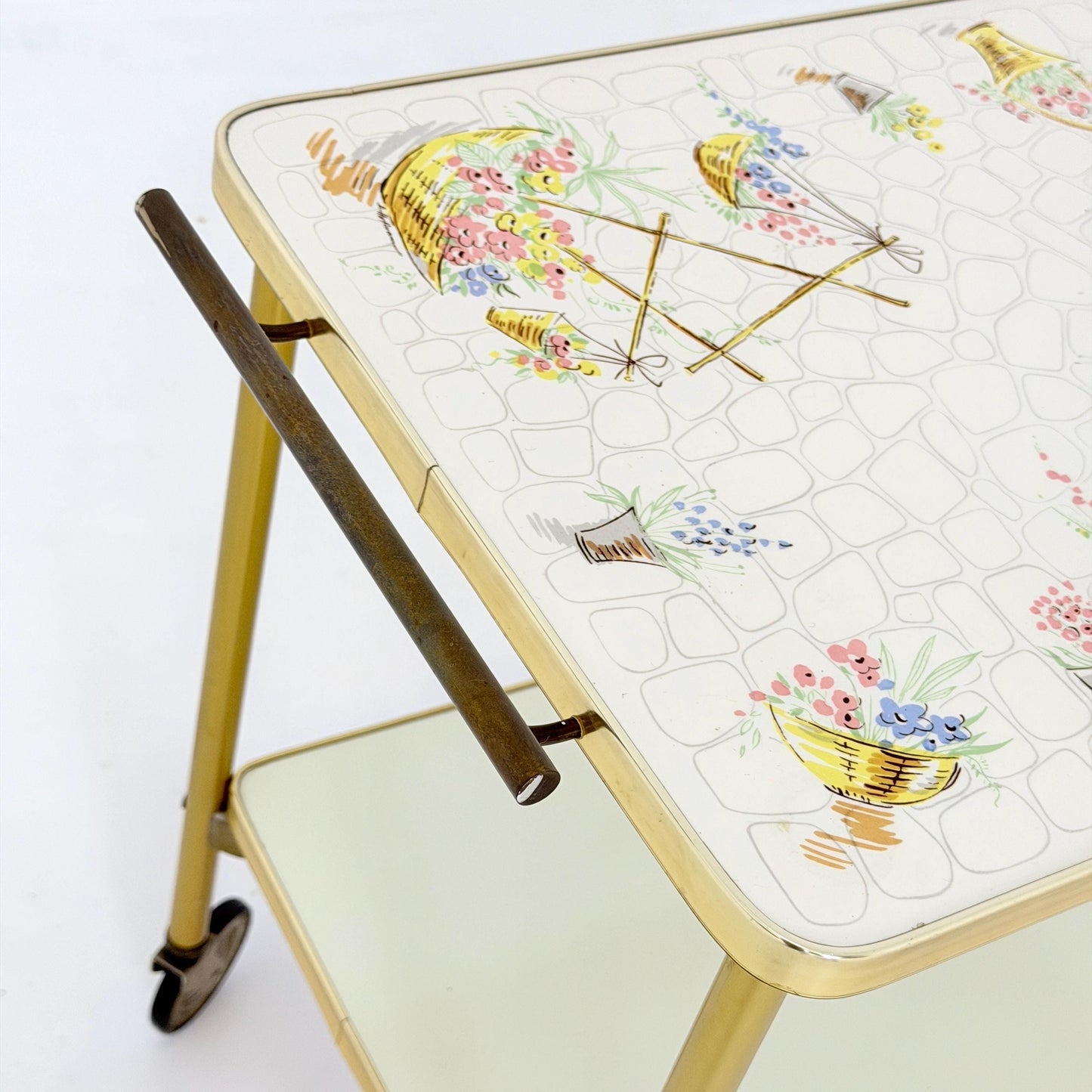 Mid Century Barss Opal Möbel Ceramic Bar Trolley 1960s
