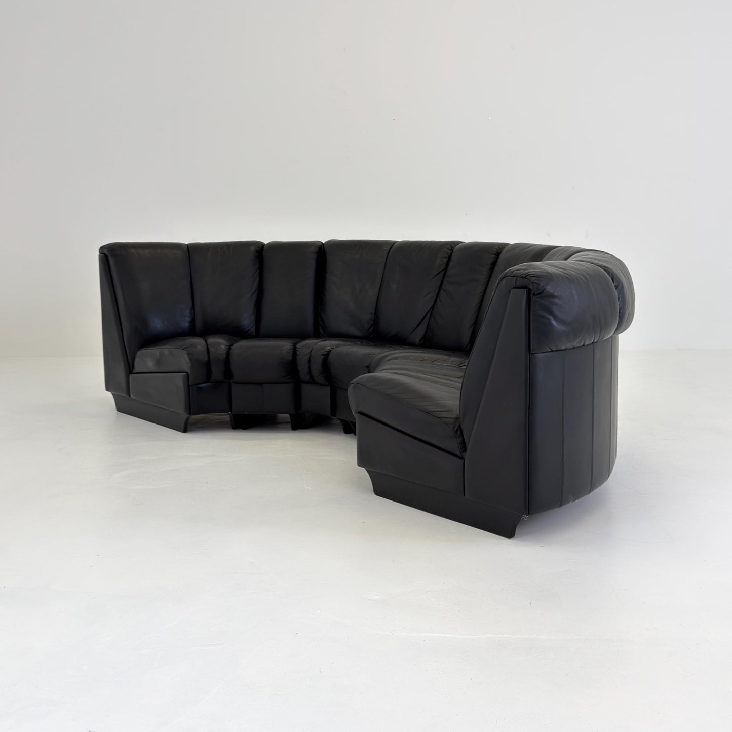 Mid-Century Modular Black Leather Sofa by Trio Line A/S Denmark, 1990s