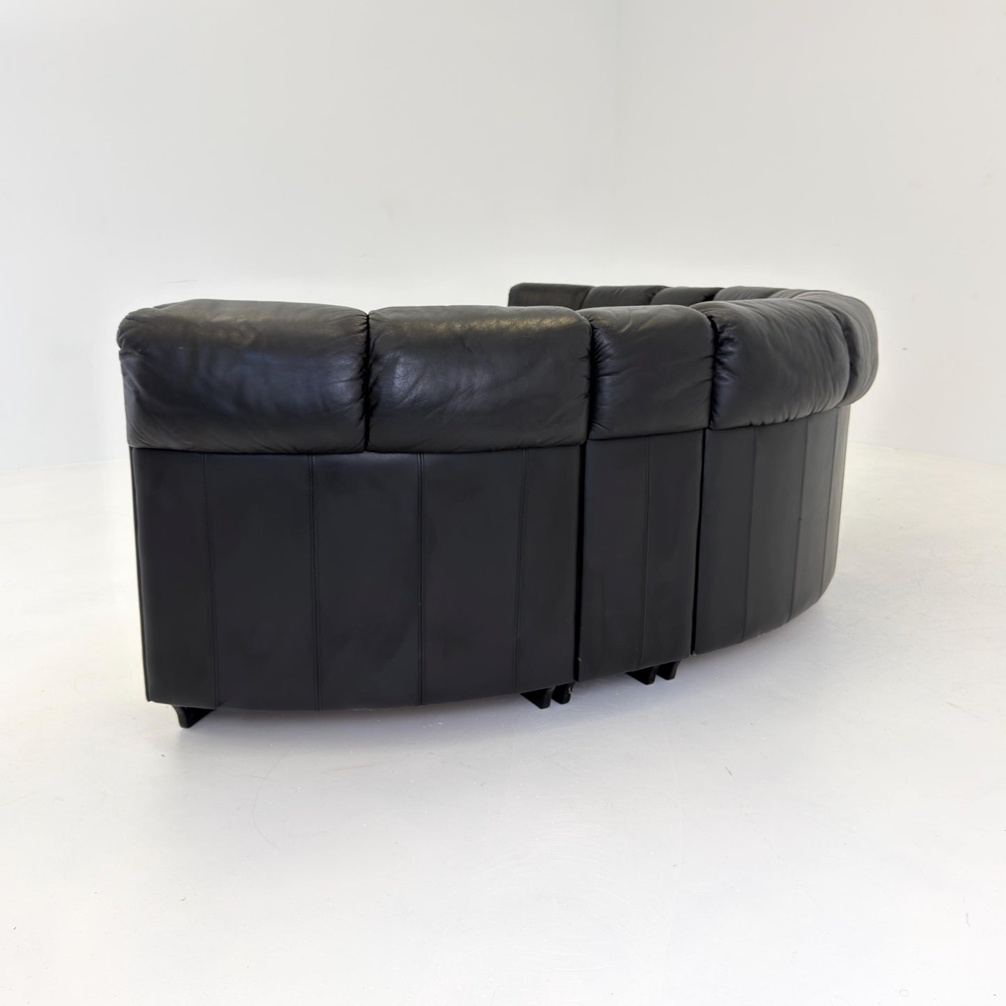Mid-Century Modular Black Leather Sofa by Trio Line A/S Denmark, 1990s