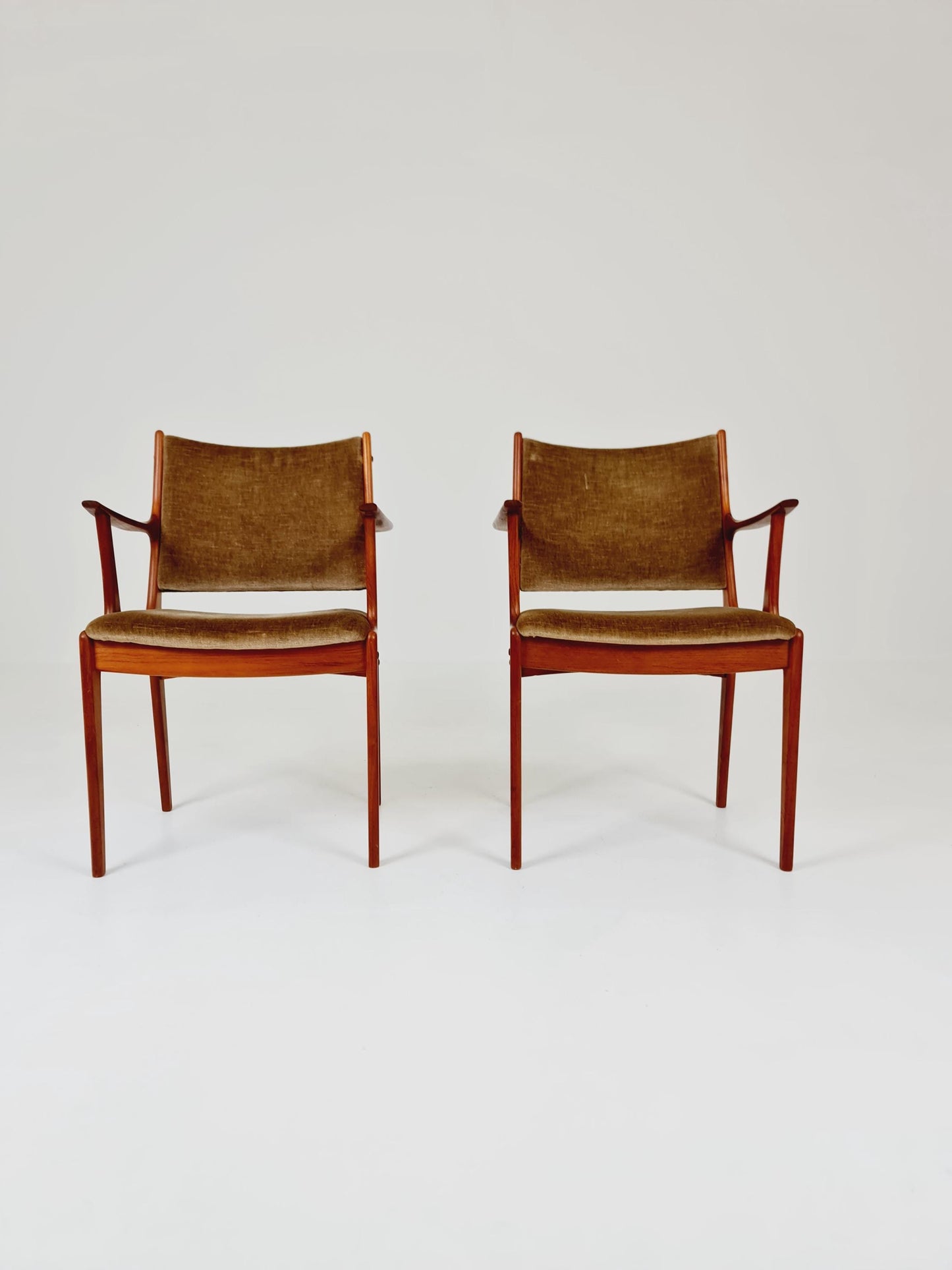 1 of 2 Mid-Century Modern Danish Armchair with Teak Frame and Gray Upholstery Design by Johannes Andersen for Uldum Møbelfabrik 1960s