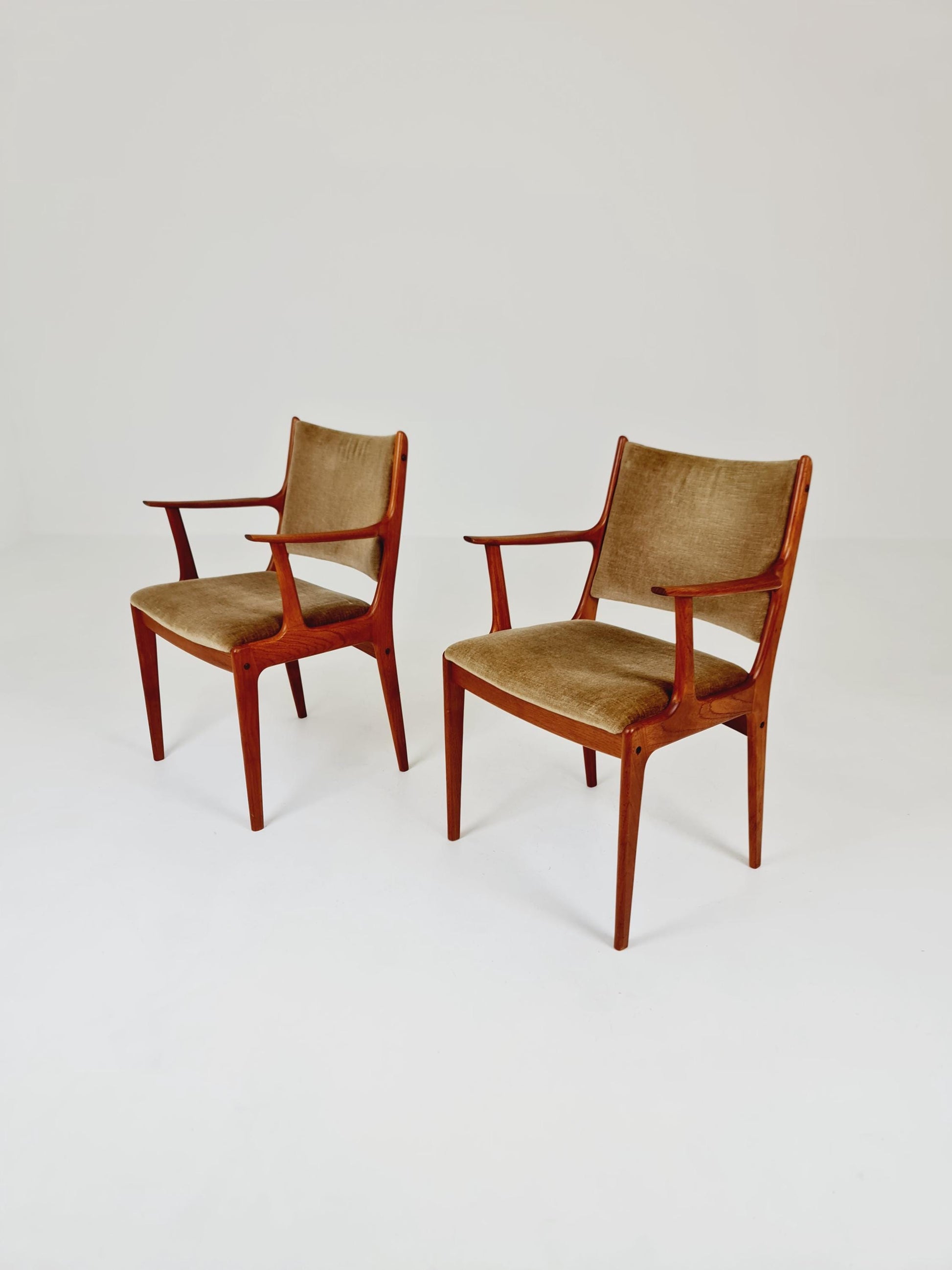 1 of 2 Mid-Century Modern Danish Armchair with Teak Frame and Gray Upholstery Design by Johannes Andersen for Uldum Møbelfabrik 1960s