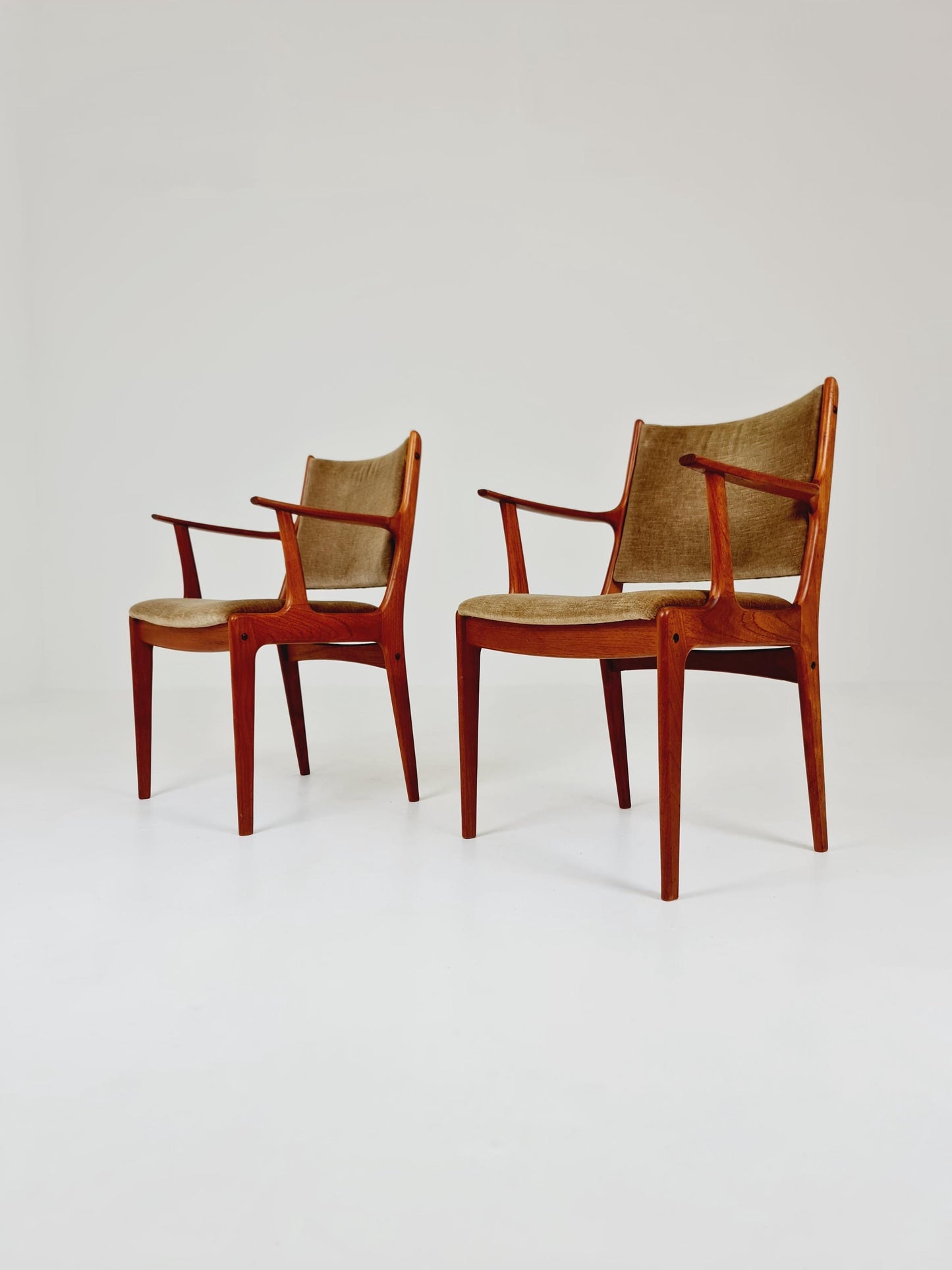 1 of 2 Mid-Century Modern Danish Armchair with Teak Frame and Gray Upholstery Design by Johannes Andersen for Uldum Møbelfabrik 1960s