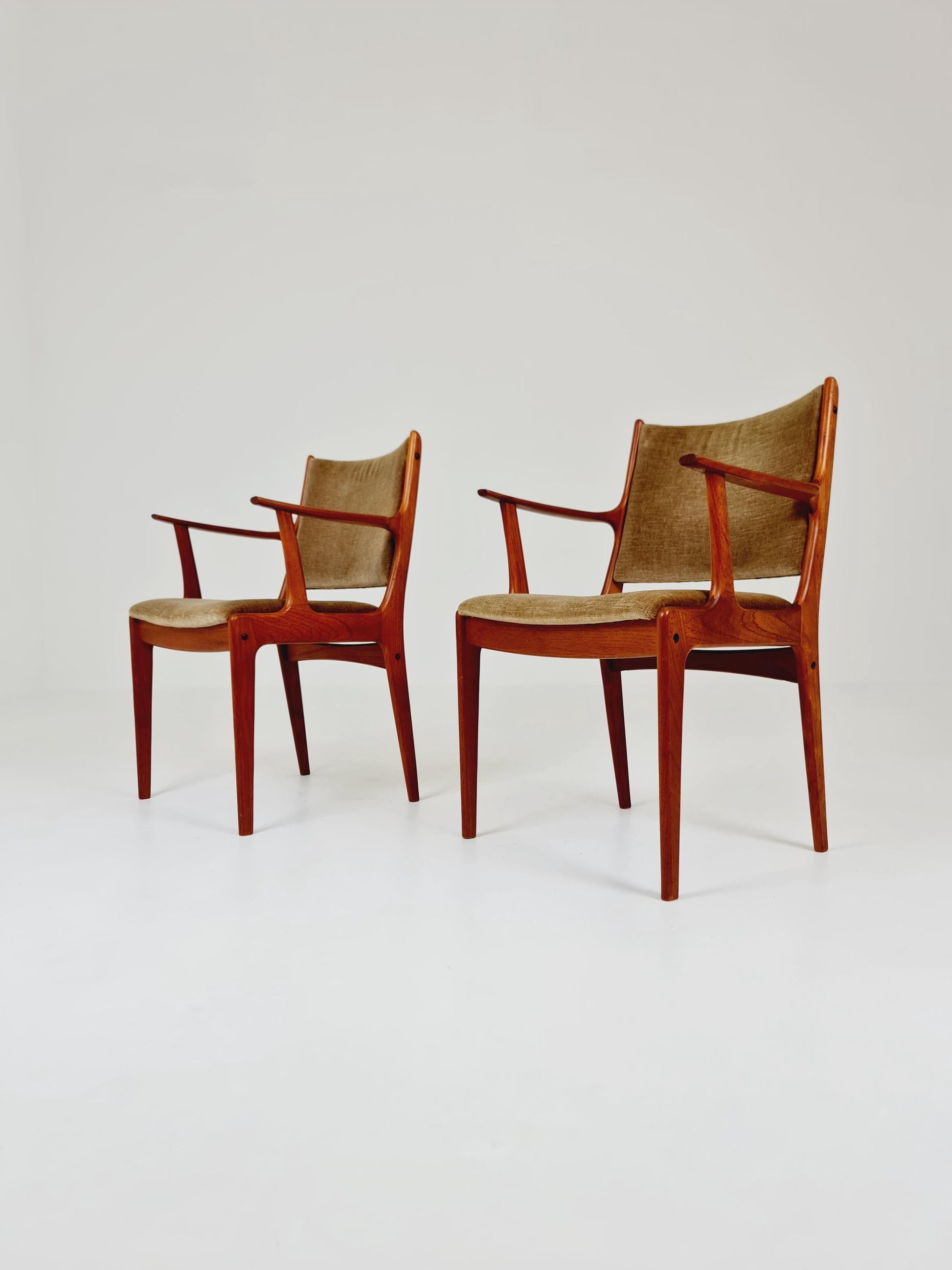 1 of 2 Mid-Century Modern Danish Armchair with Teak Frame and Gray Upholstery Design by Johannes Andersen for Uldum Møbelfabrik 1960s