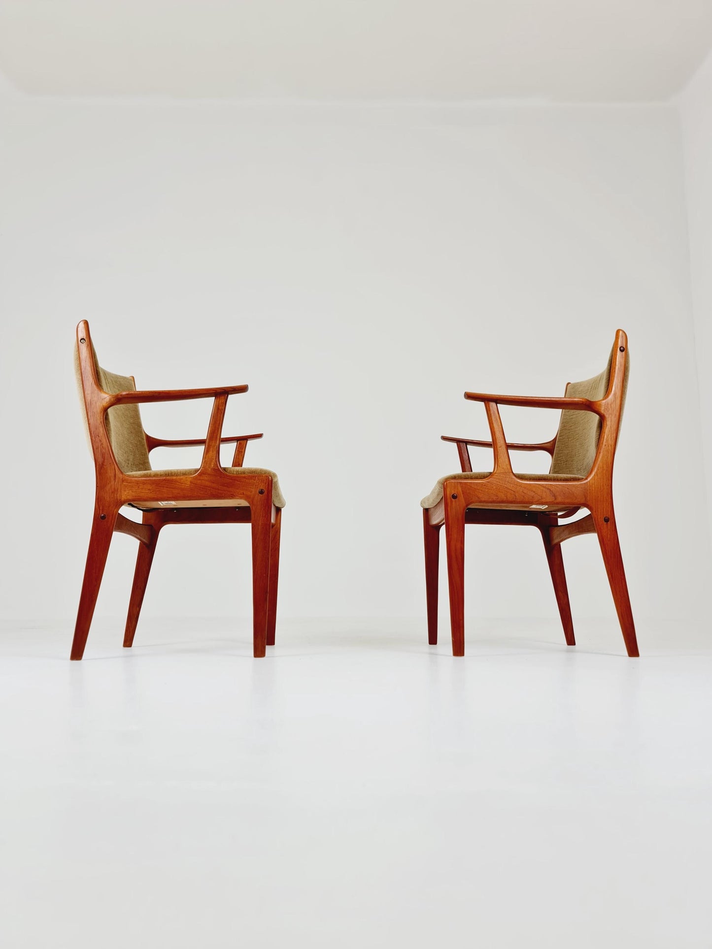 1 of 2 Mid-Century Modern Danish Armchair with Teak Frame and Gray Upholstery Design by Johannes Andersen for Uldum Møbelfabrik 1960s