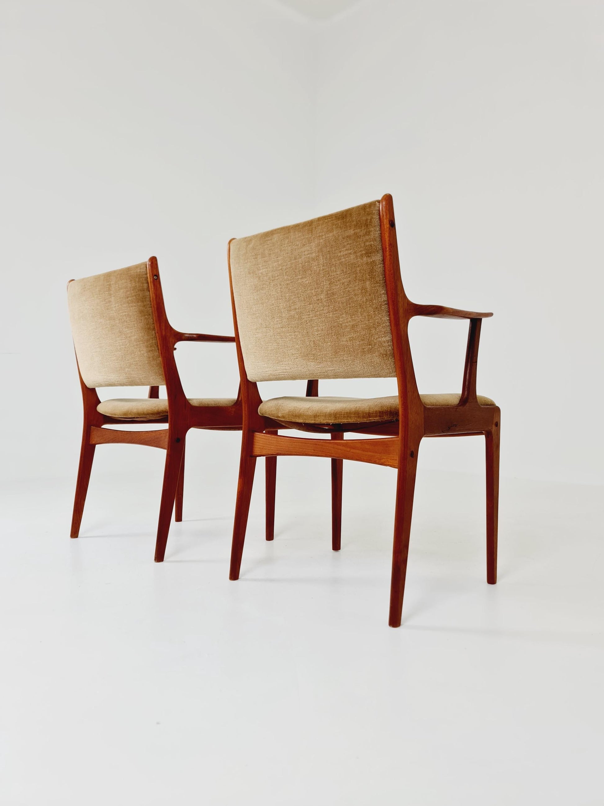 1 of 2 Mid-Century Modern Danish Armchair with Teak Frame and Gray Upholstery Design by Johannes Andersen for Uldum Møbelfabrik 1960s