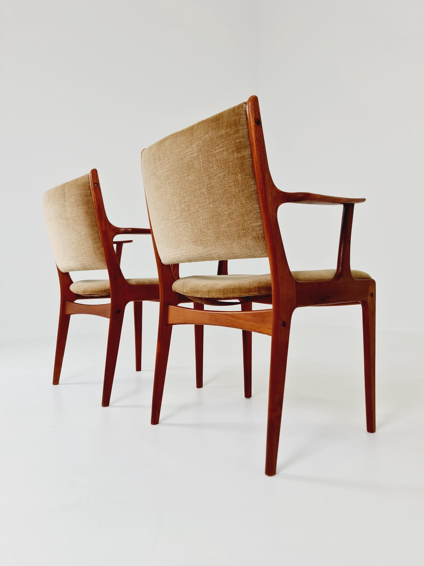 1 of 2 Mid-Century Modern Danish Armchair with Teak Frame and Gray Upholstery Design by Johannes Andersen for Uldum Møbelfabrik 1960s