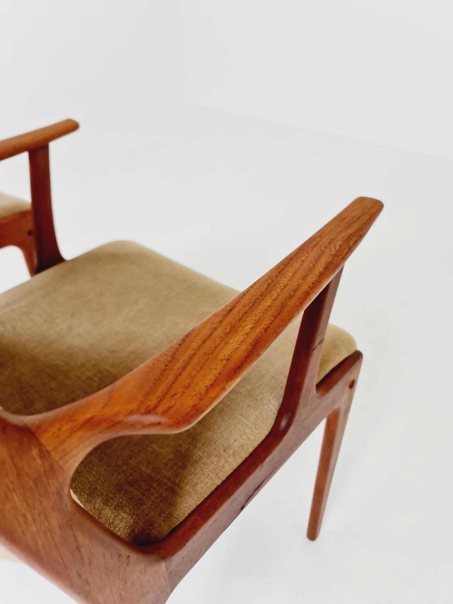 1 of 2 Mid-Century Modern Danish Armchair with Teak Frame and Gray Upholstery Design by Johannes Andersen for Uldum Møbelfabrik 1960s