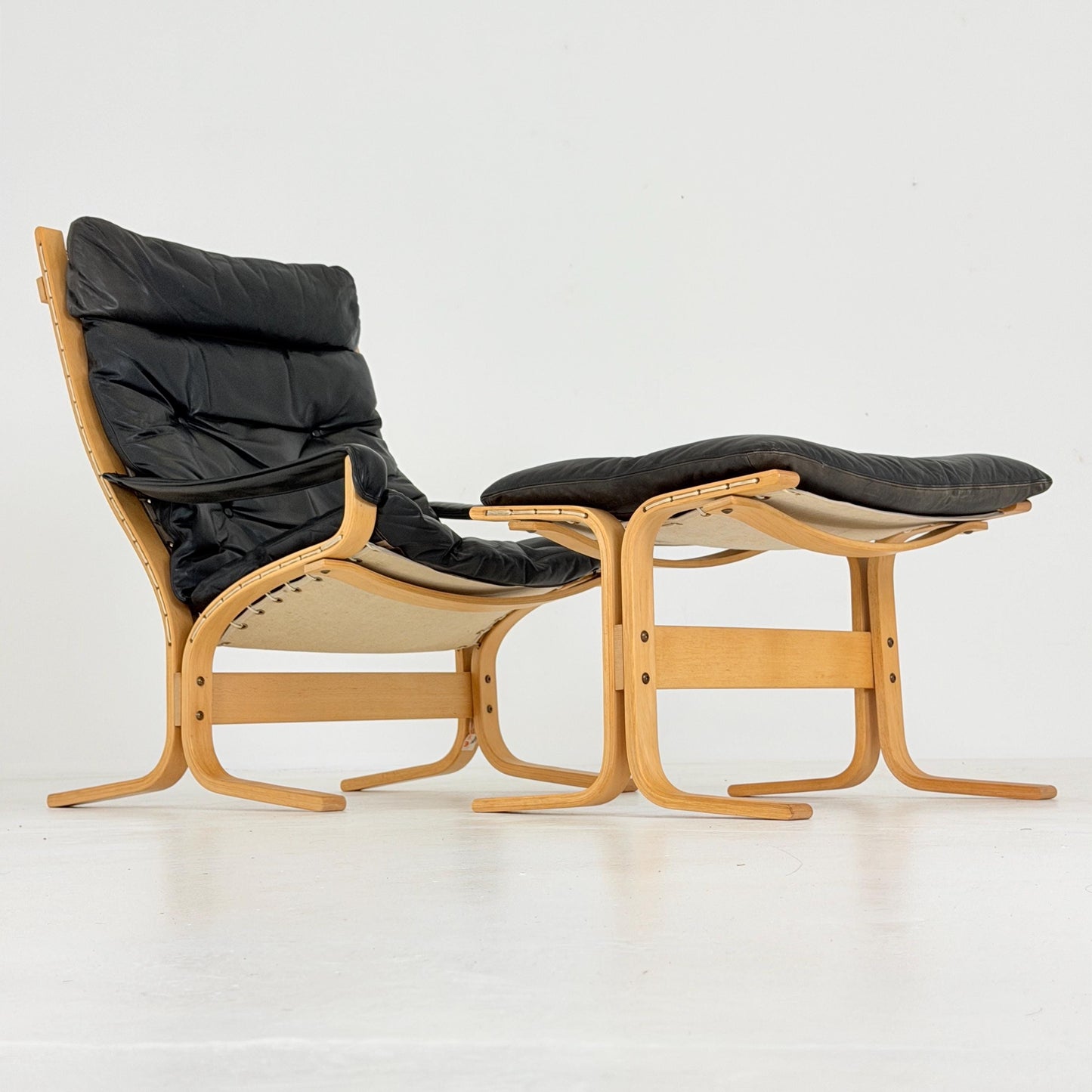 Mid Century Siesta High Back Lounge Chair & Ottoman Set by Ingmar Relling for Westnofa Norway 1960s