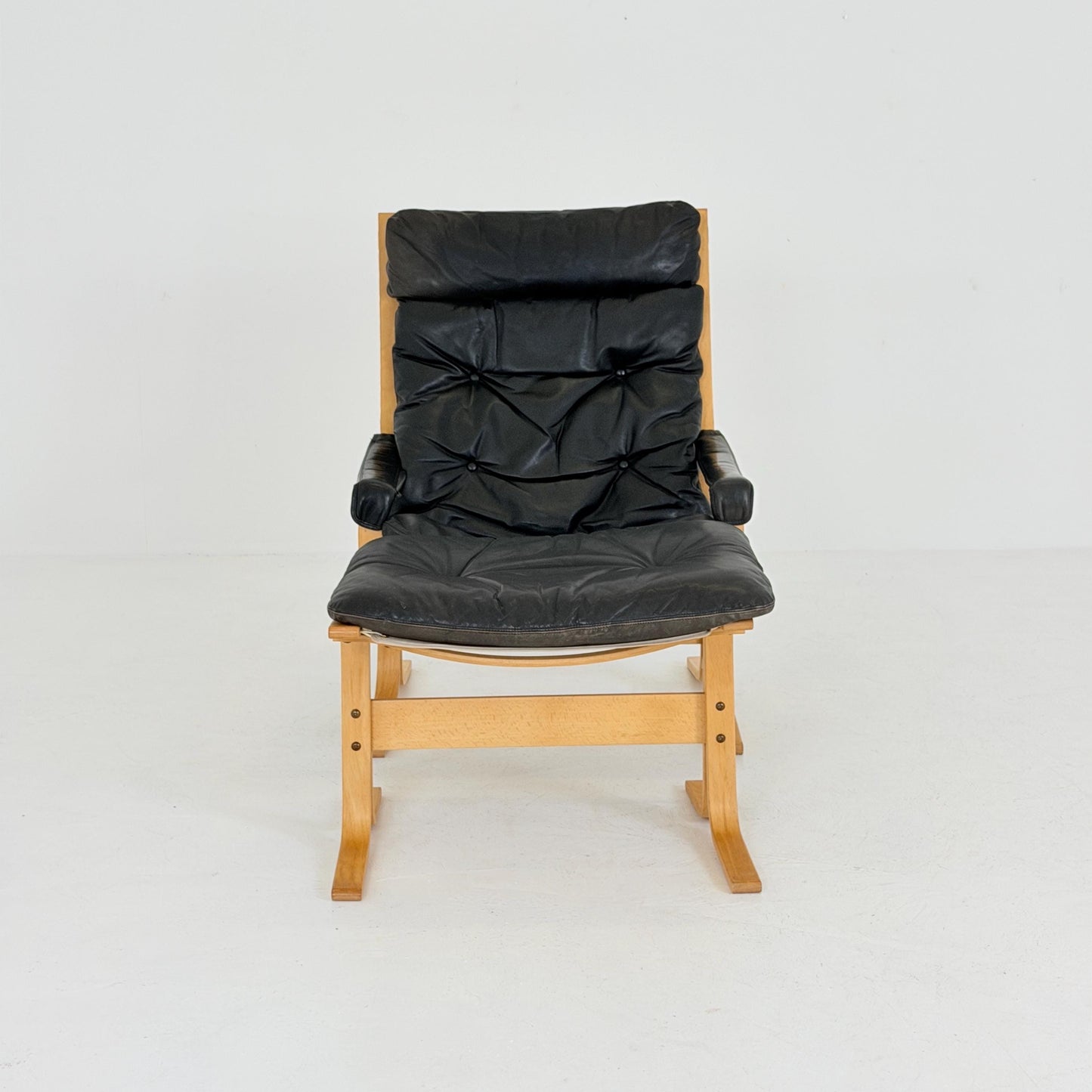 Mid Century Siesta High Back Lounge Chair & Ottoman Set by Ingmar Relling for Westnofa Norway 1960s