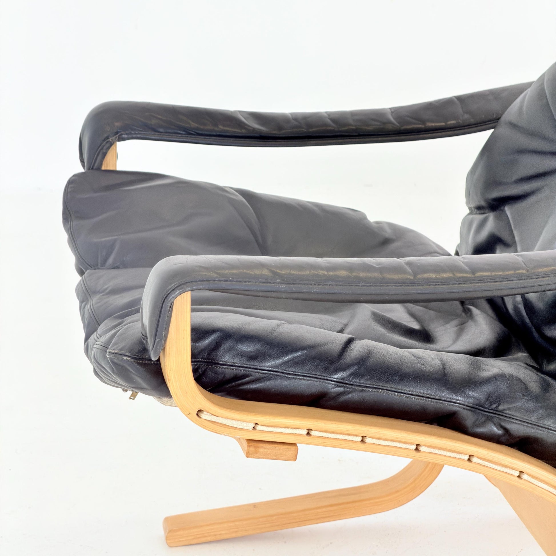 Mid Century Siesta High Back Lounge Chair & Ottoman Set by Ingmar Relling for Westnofa Norway 1960s
