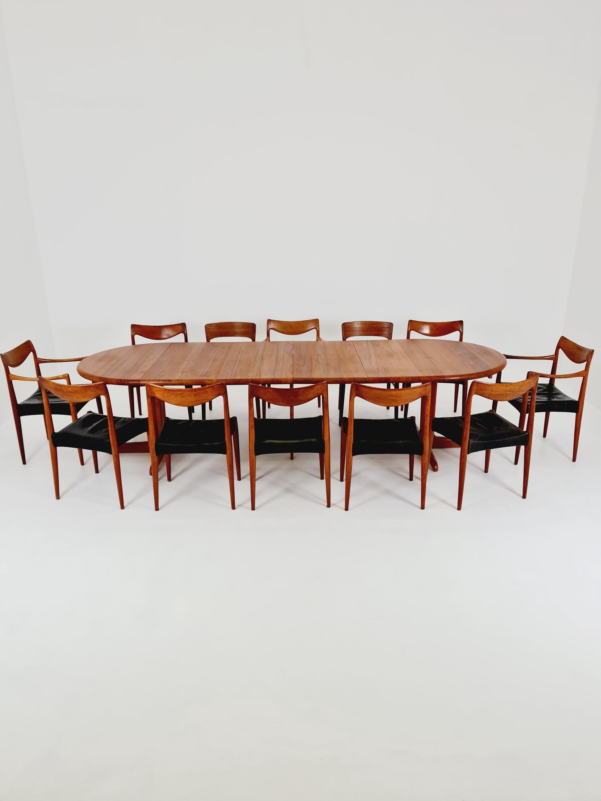 Mid century extendable Danish Modern Solid Teak XXL dining table by Langeskov MöbelFabrik , 1970s