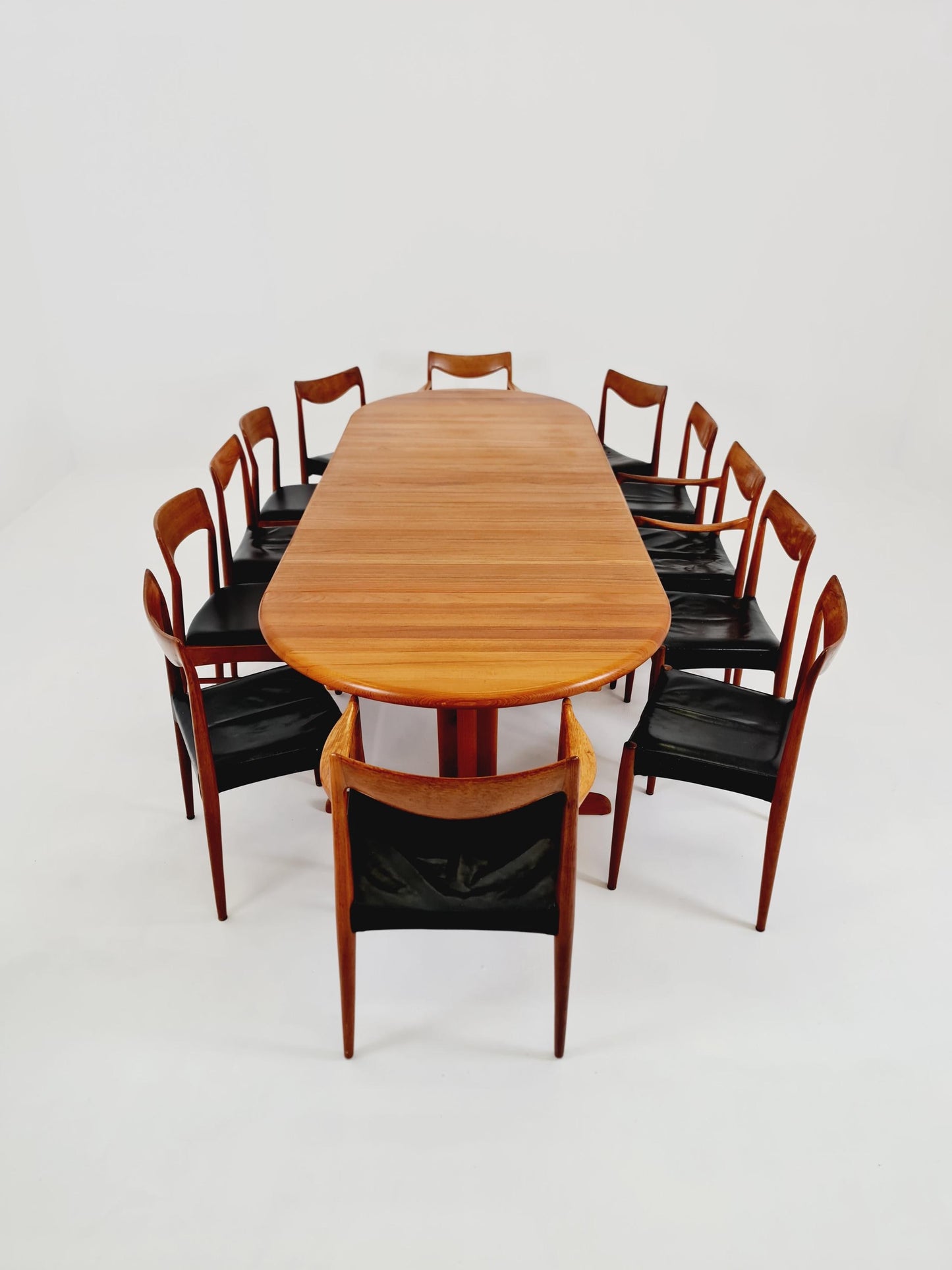 Mid century extendable Danish Modern Solid Teak XXL dining table by Langeskov MöbelFabrik , 1970s