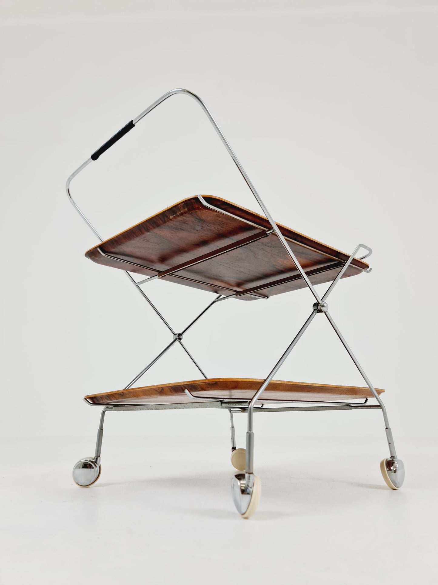 Vintage Danish mid century trolley bar cart in Rosewood & metal, 1960s